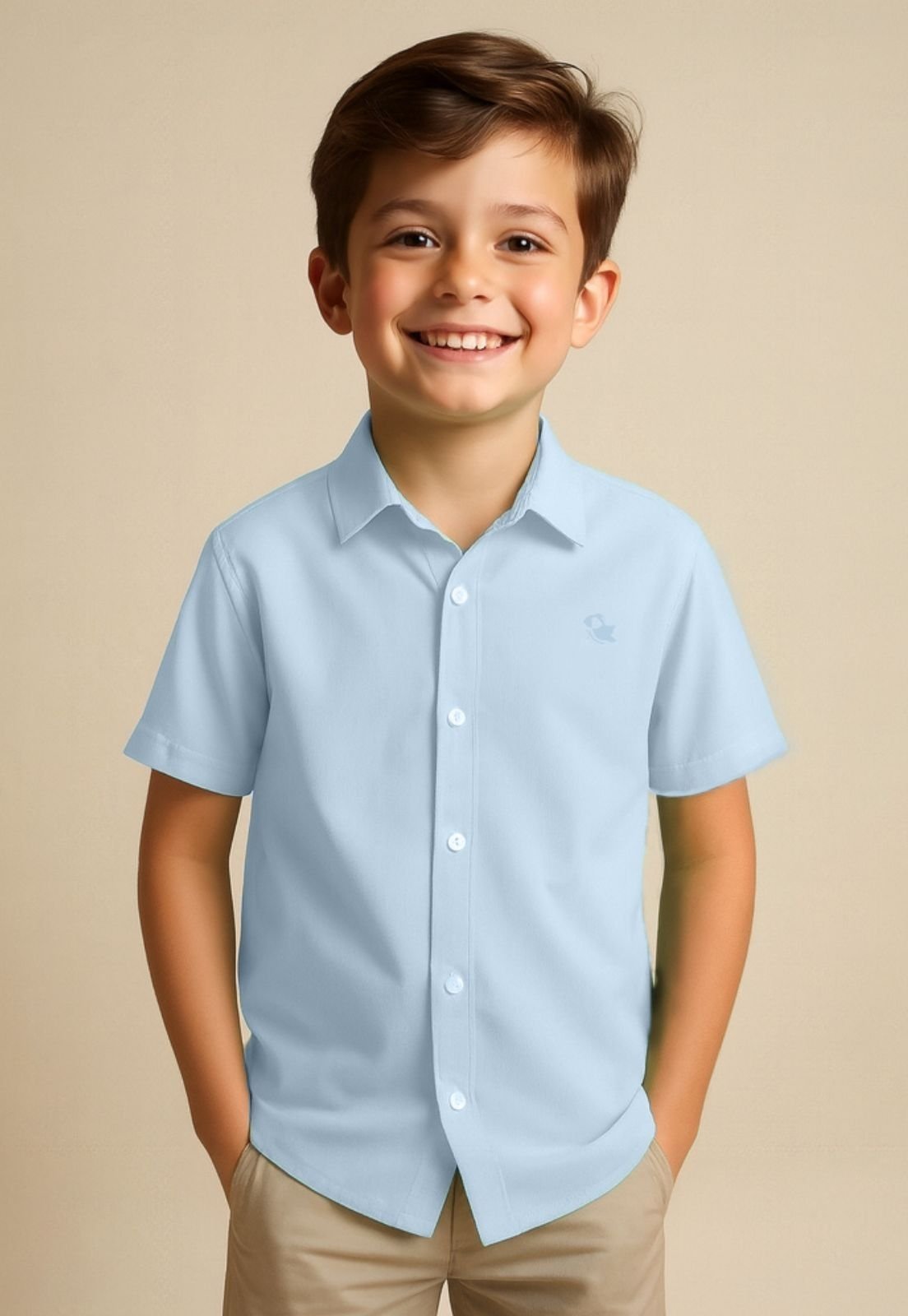 Infantil - Camisa Social Menino Manga Curta Daze Modas Azul