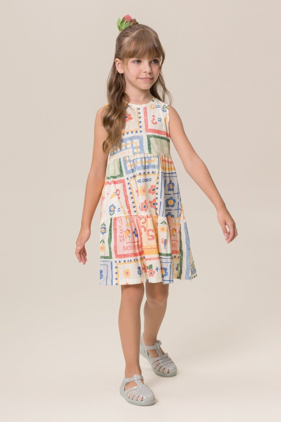 Infantil - Vestido Bugbee Regata Meia Malha Estampada
