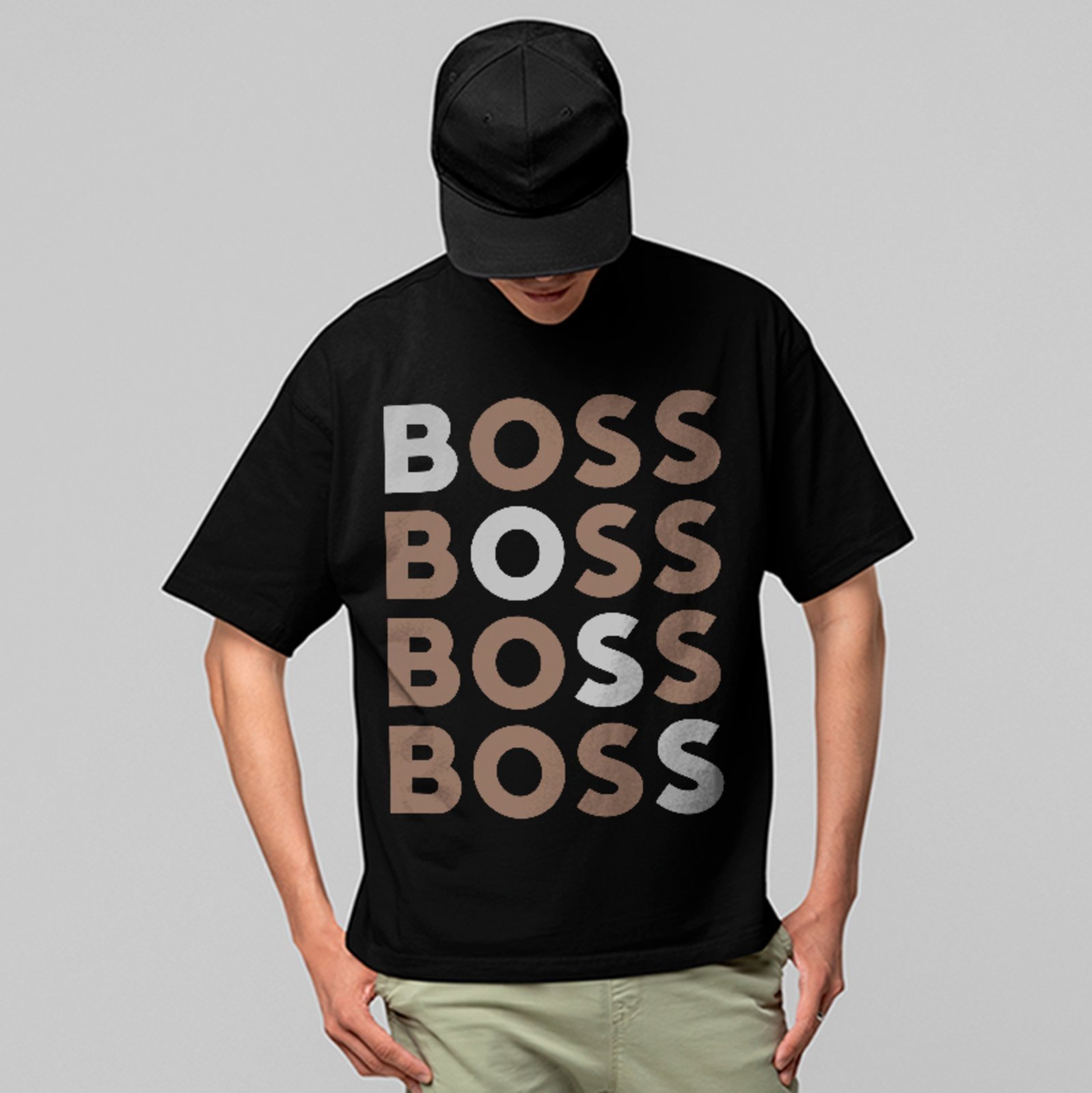 Camiseta Oversized Boss Estilo Urbano Minimalista Hype Preto