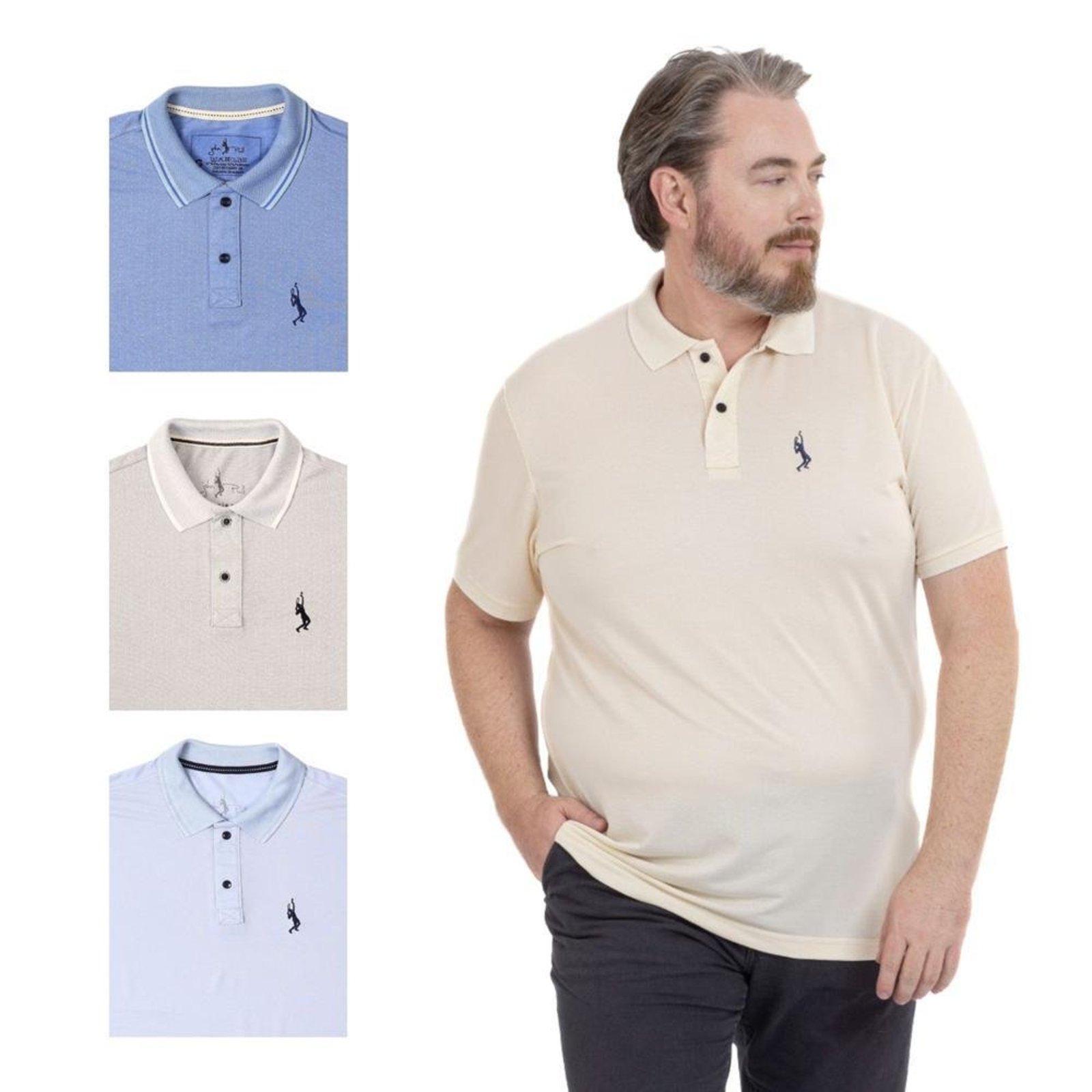 Kit 4 Camisa Polo Plus Masculina Dia a Dia