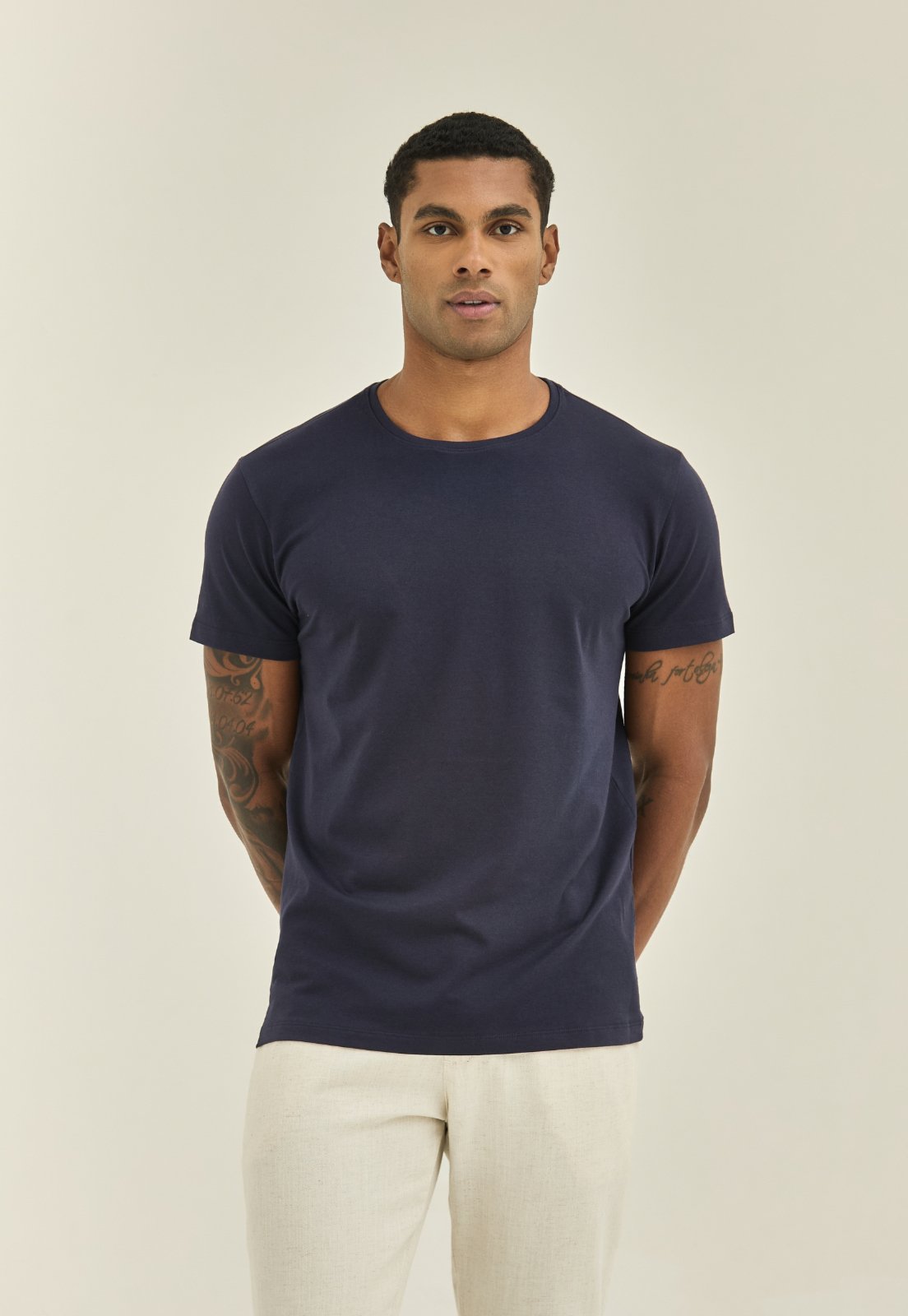 Camiseta Tricot Masculina Texturizada Manga Curta Azul Marinho Dialogo
