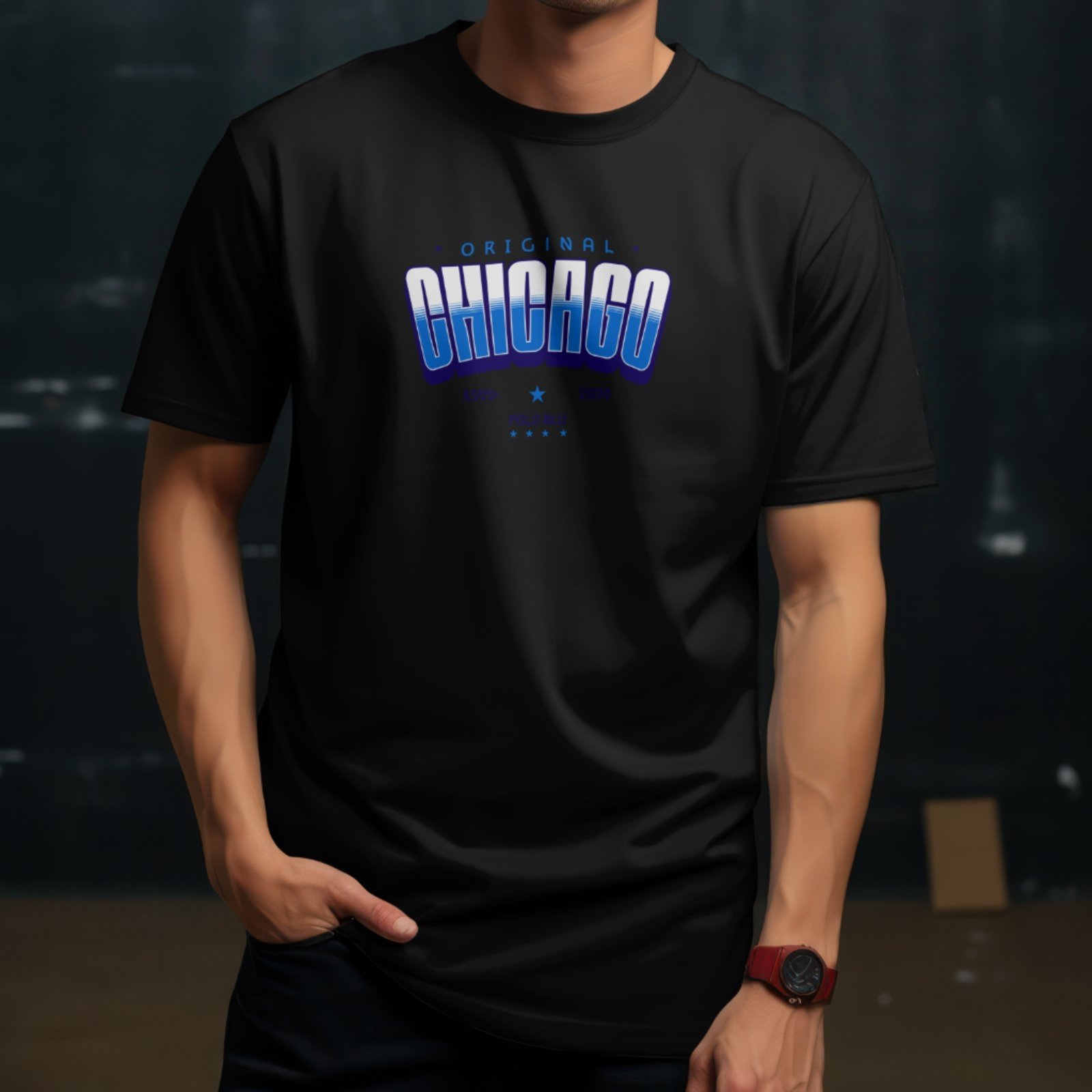 Camiseta Masculina Estampada Moderna em Algodão Polo Blu Preta do P ao G1