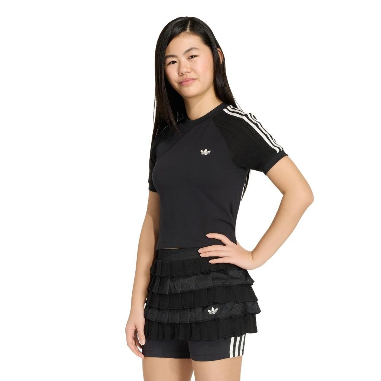 Infantil - CAMISETA DE MALHA SLIM TRÊS LISTRAS adidas Originals Preto