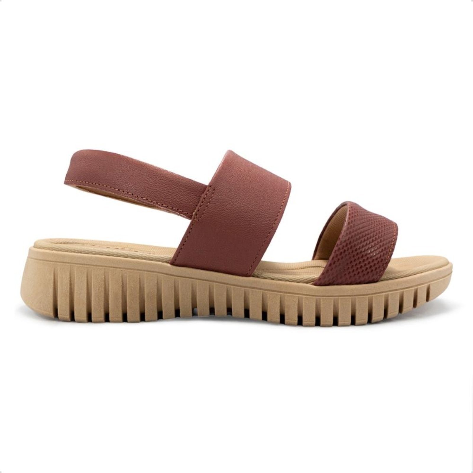 Sandália Usaflex Feminina Plataforma Couro Casual UC21004 Rosa