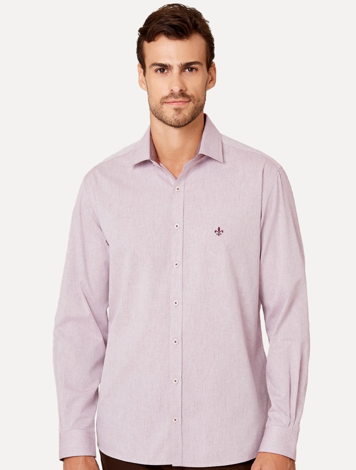 Camisa Dudalina Masculina Comfort Superfine Cotton Melange Vinho Claro