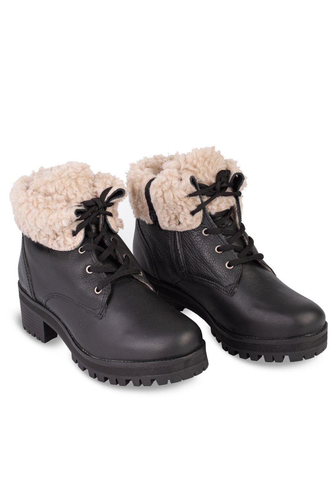 Coturno Andrea Vinci feminino de couro forrada em pelo 6943P – Preto