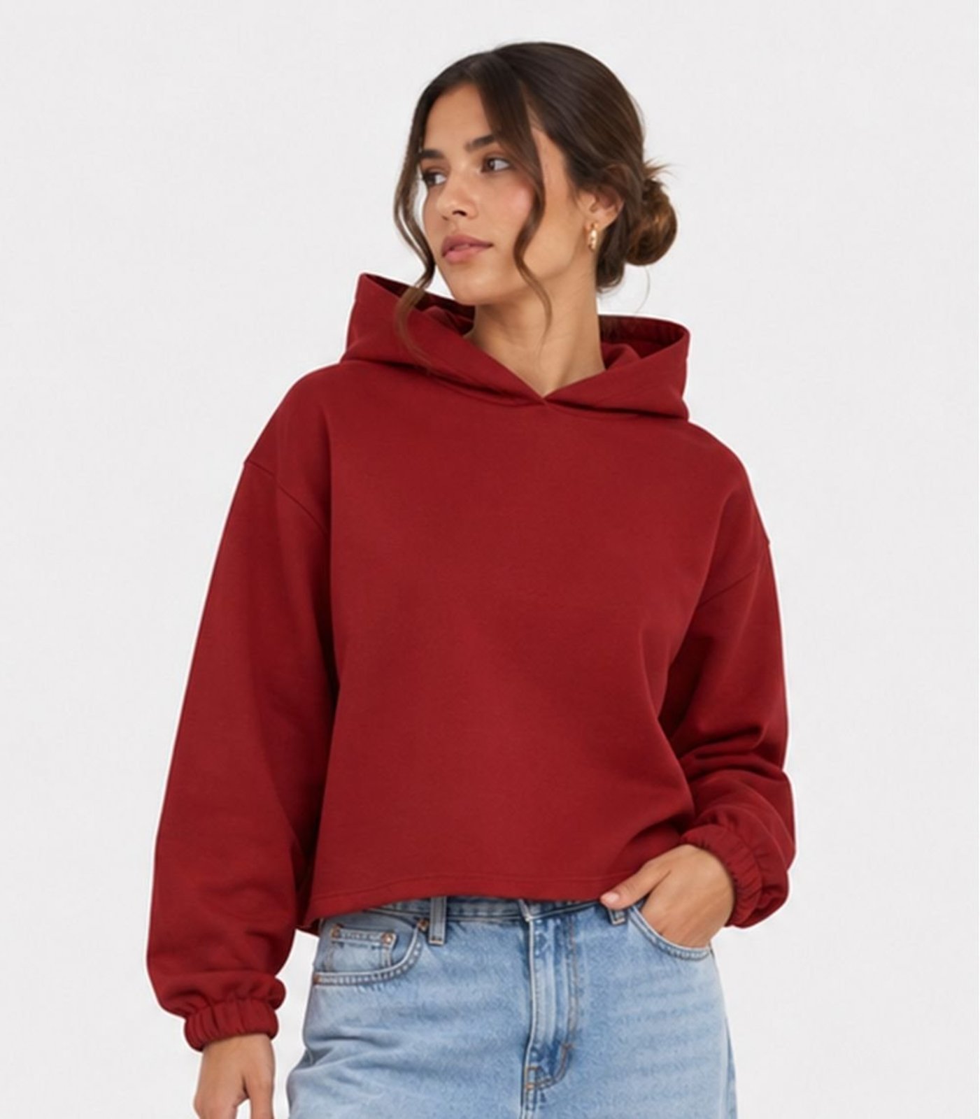 Blusão Com Capuz Feminino Em Moletom Infinita Cor Laranja