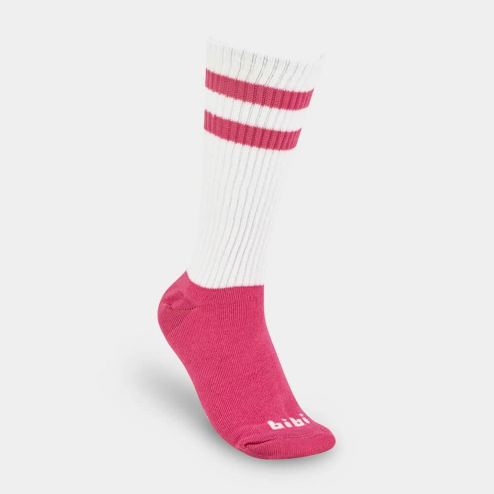 Infantil - Meia Bibi Mini Branca com Rosa Cano Longo 19/22
