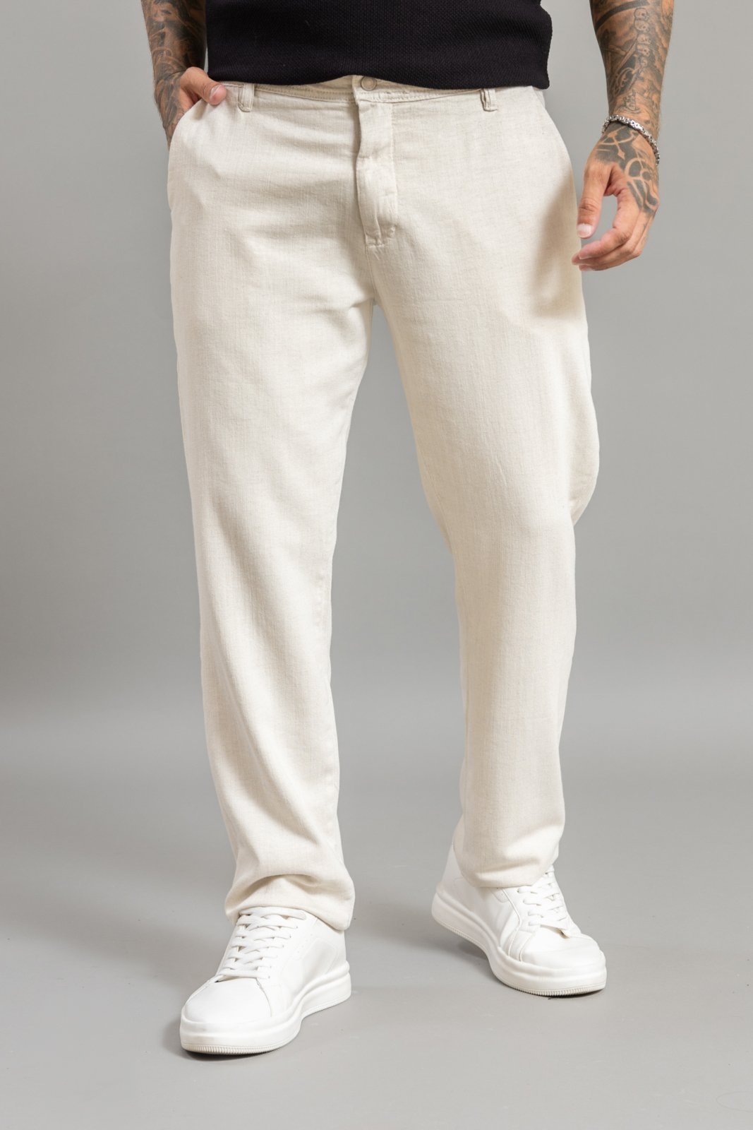 Calça de Sarja Masculina Sport Fino Jeans com Linho Dialogo Off White
