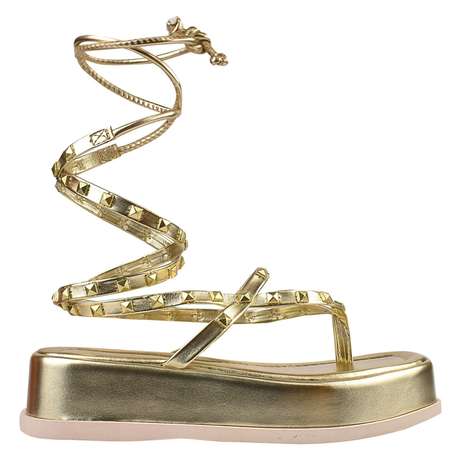 Vista 2 Papete Feminina Plataforma Tamanco de amarrar Moda Ouro ZATURE STORES dourado ZATURE STORES dourado