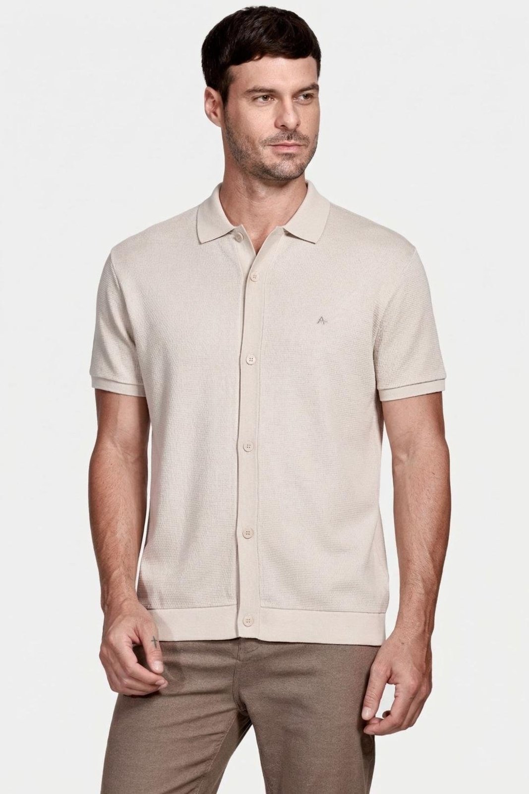 Camisa Aramis Manga Curta Wafle Palha