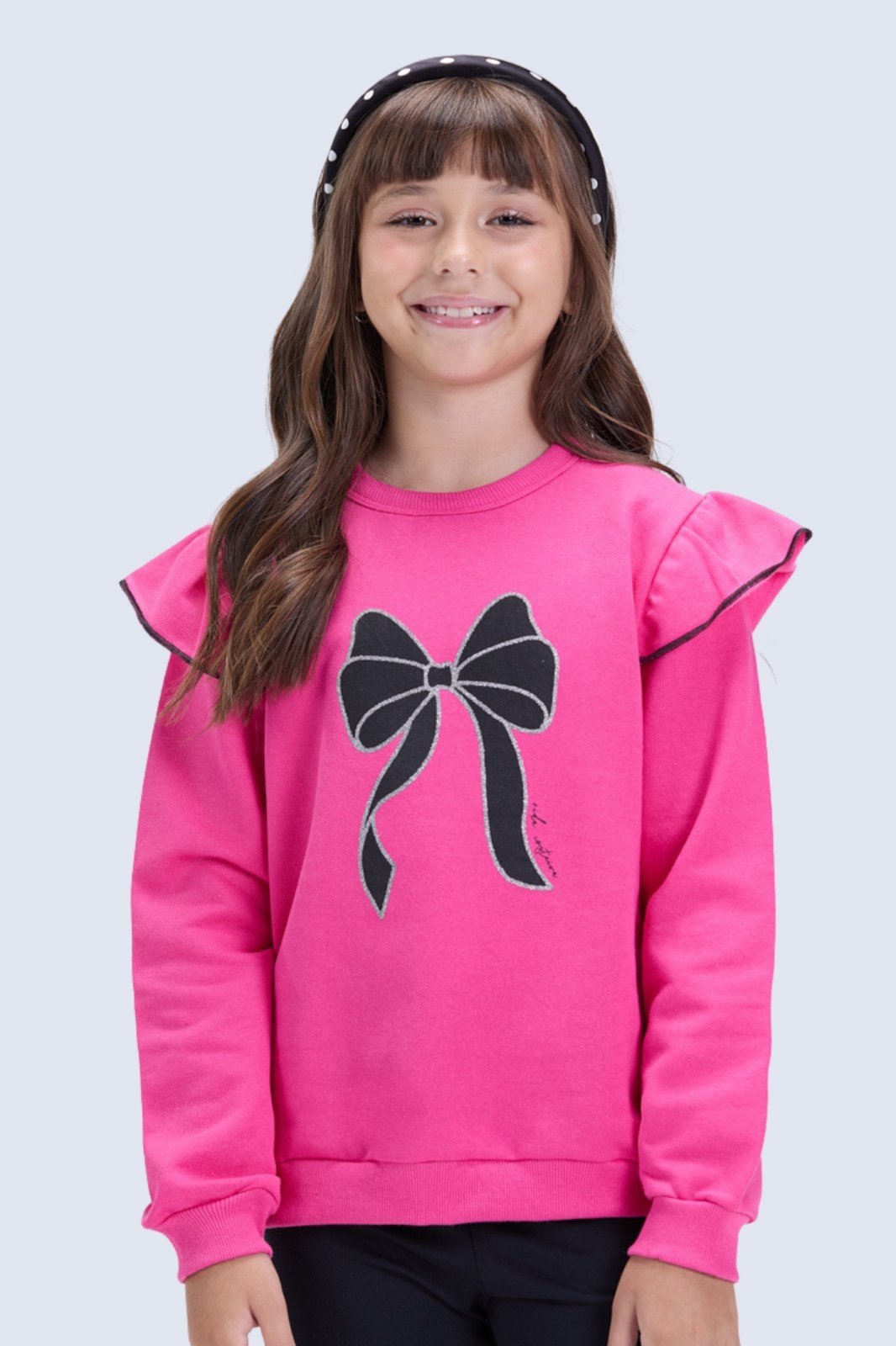 Vista 3 Infantil - Conjunto Feminino de Inverno Moletom Babado e Laço VIDA COSTEIRA pink VIDA COSTEIRA pink