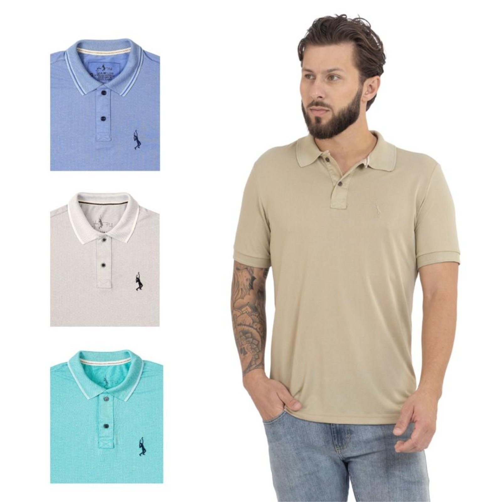 Kit 4 Camisa Polo Masculina Elegante Dia a Dia Piquet