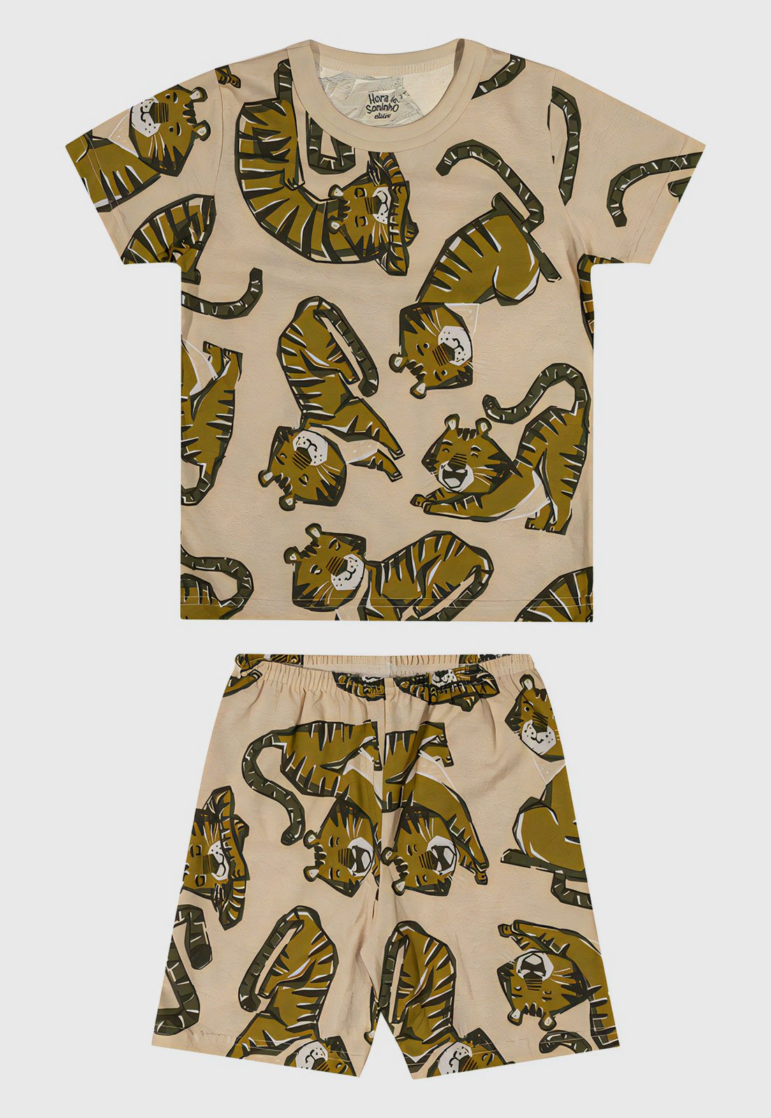 Kit Pijama 2pçs Elian Curto Camiseta E Bermuda Bege