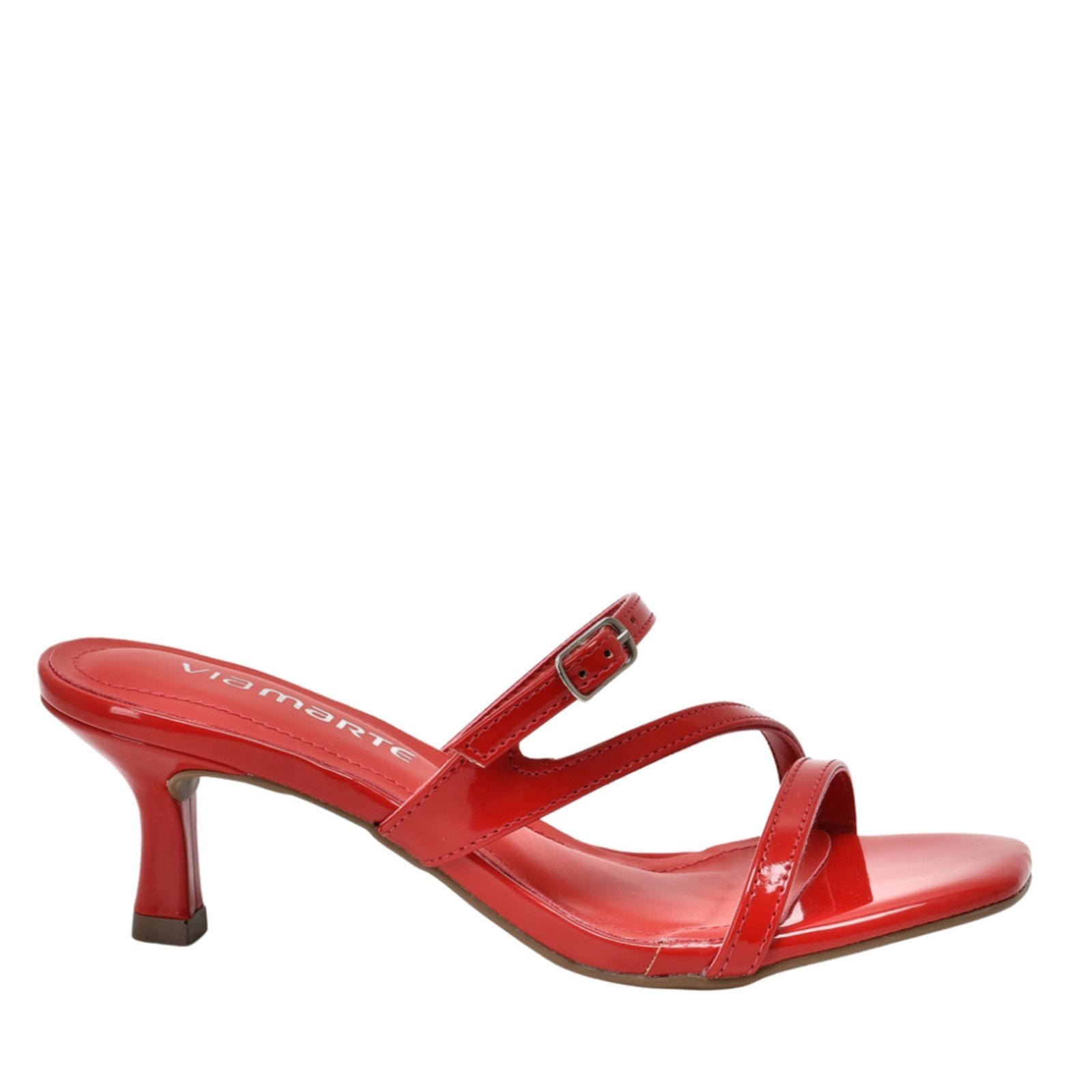 Tamanco Via Marte Feminino Salto Fino 103-001 Via Marte Vermelho