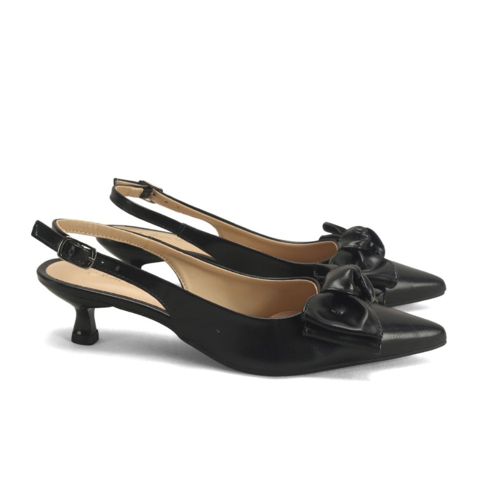 Slingback Salto Baixo de Napa com Laço Ana Mello Incolor