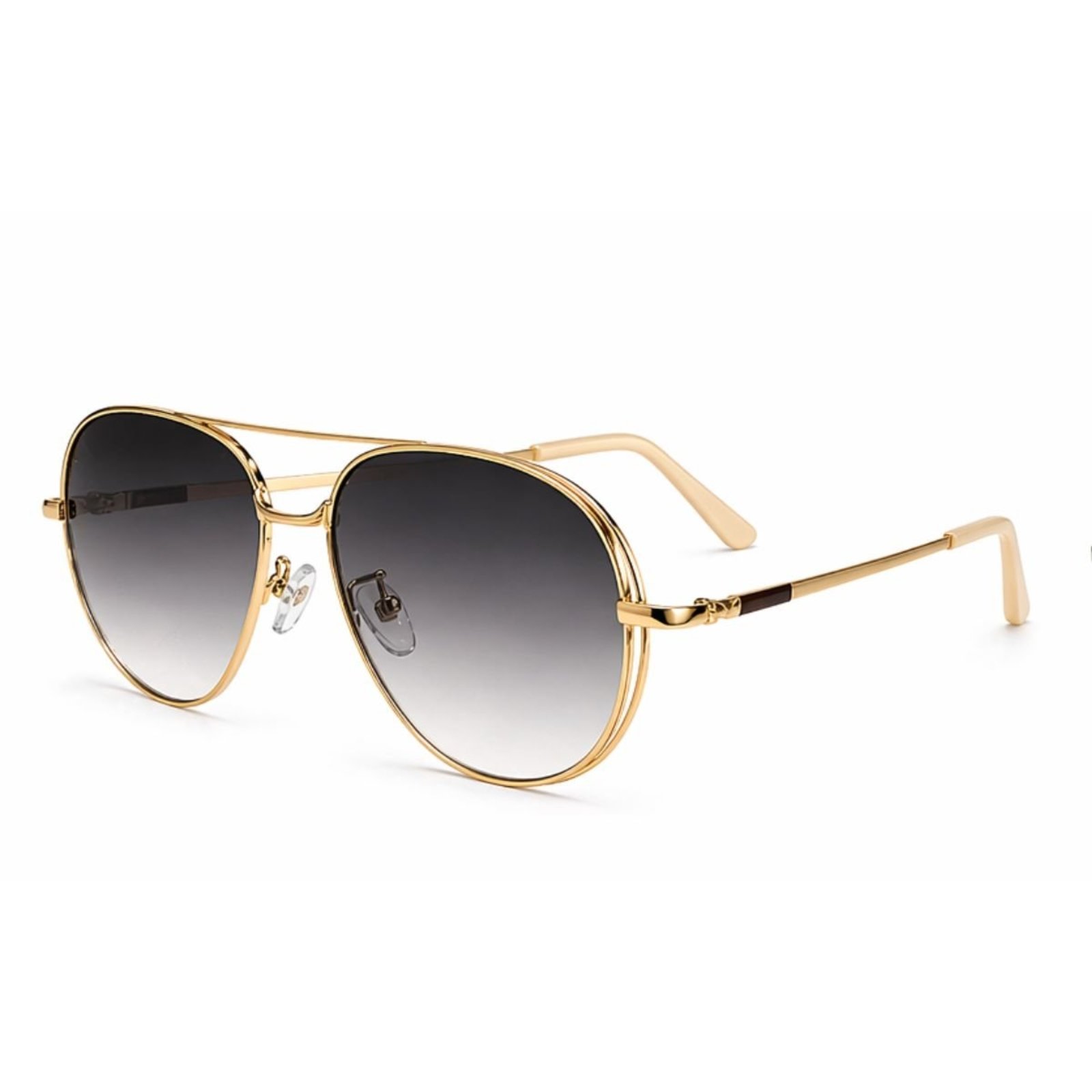 Óculos de Sol Metal Dourado Lente Degradê UV400 Premium