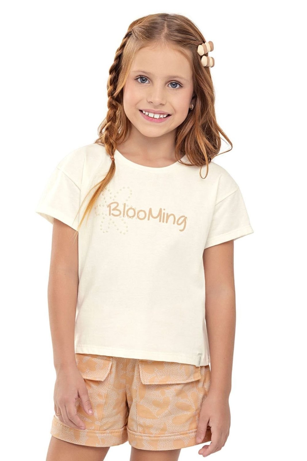 Infantil - Conjunto Curto Menina Blooming Elian Bege