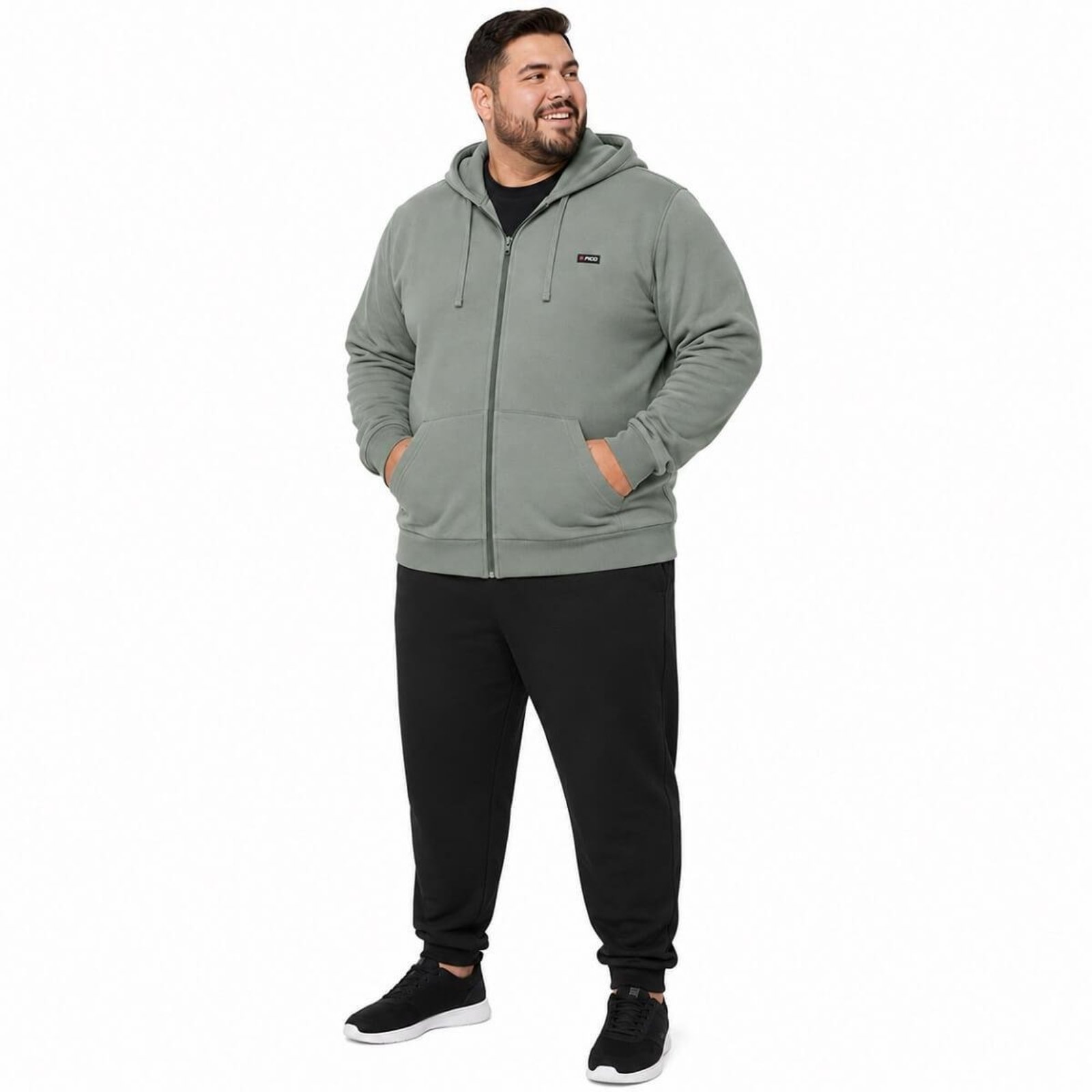 Blusa Moletom Básica Plus Size Masculina Fico com Capuz 00980-013217 Verde