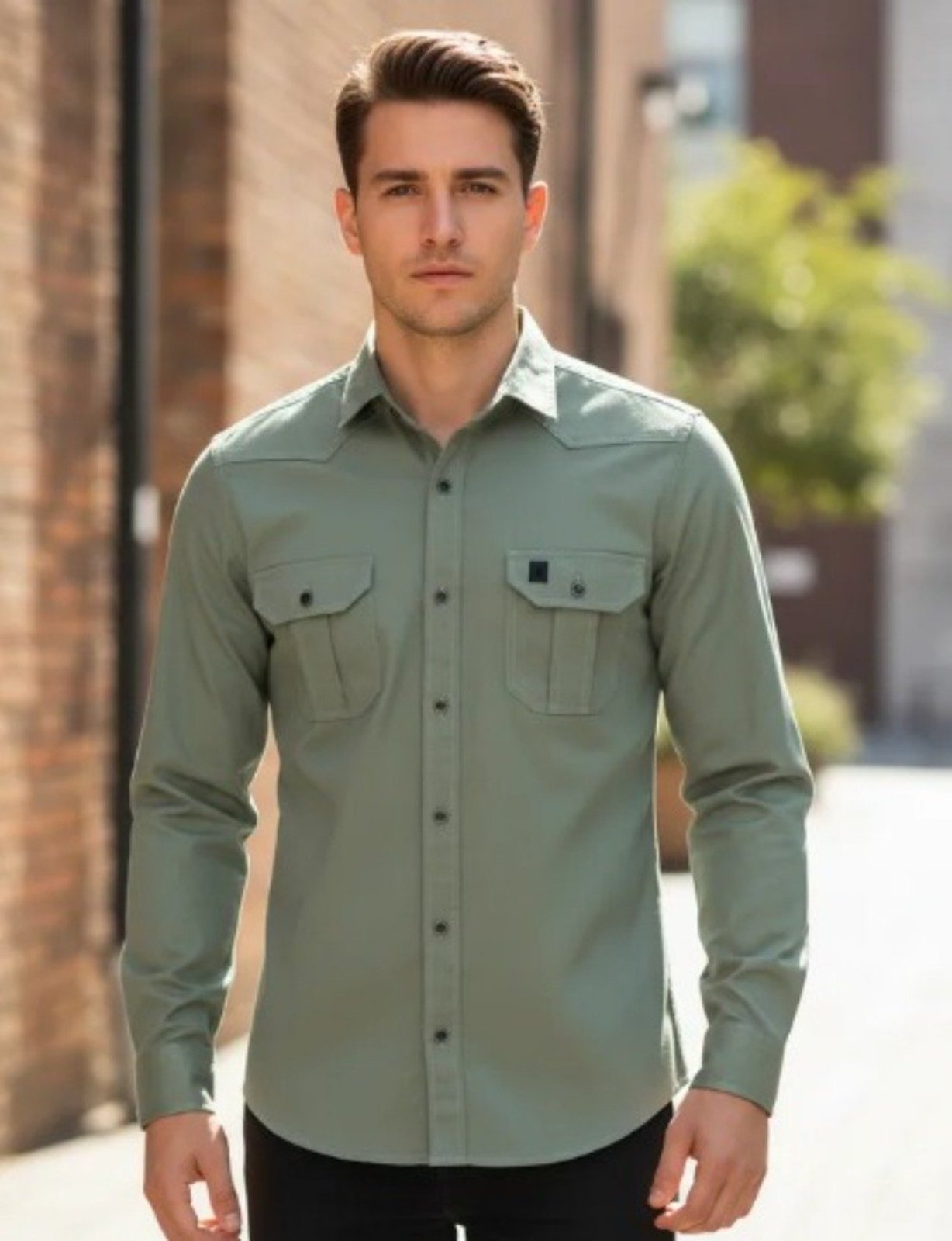 Camisa Estilo Militar Amil Scorpion Slim 2 Bolsos M/Longa Lançamento Luxo Oliva