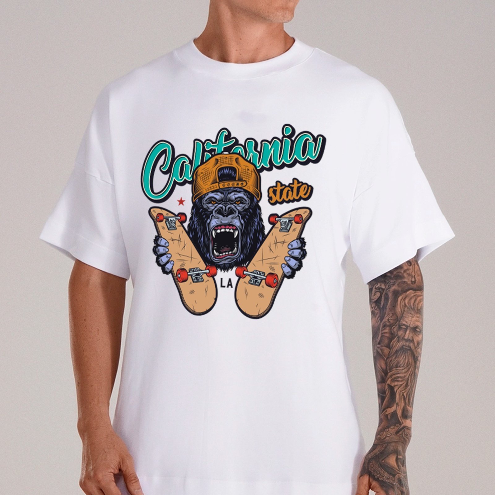 Vista 2 Camiseta Ousy California State Gorila Skate Oversized Unissex marrom ousy marrom
