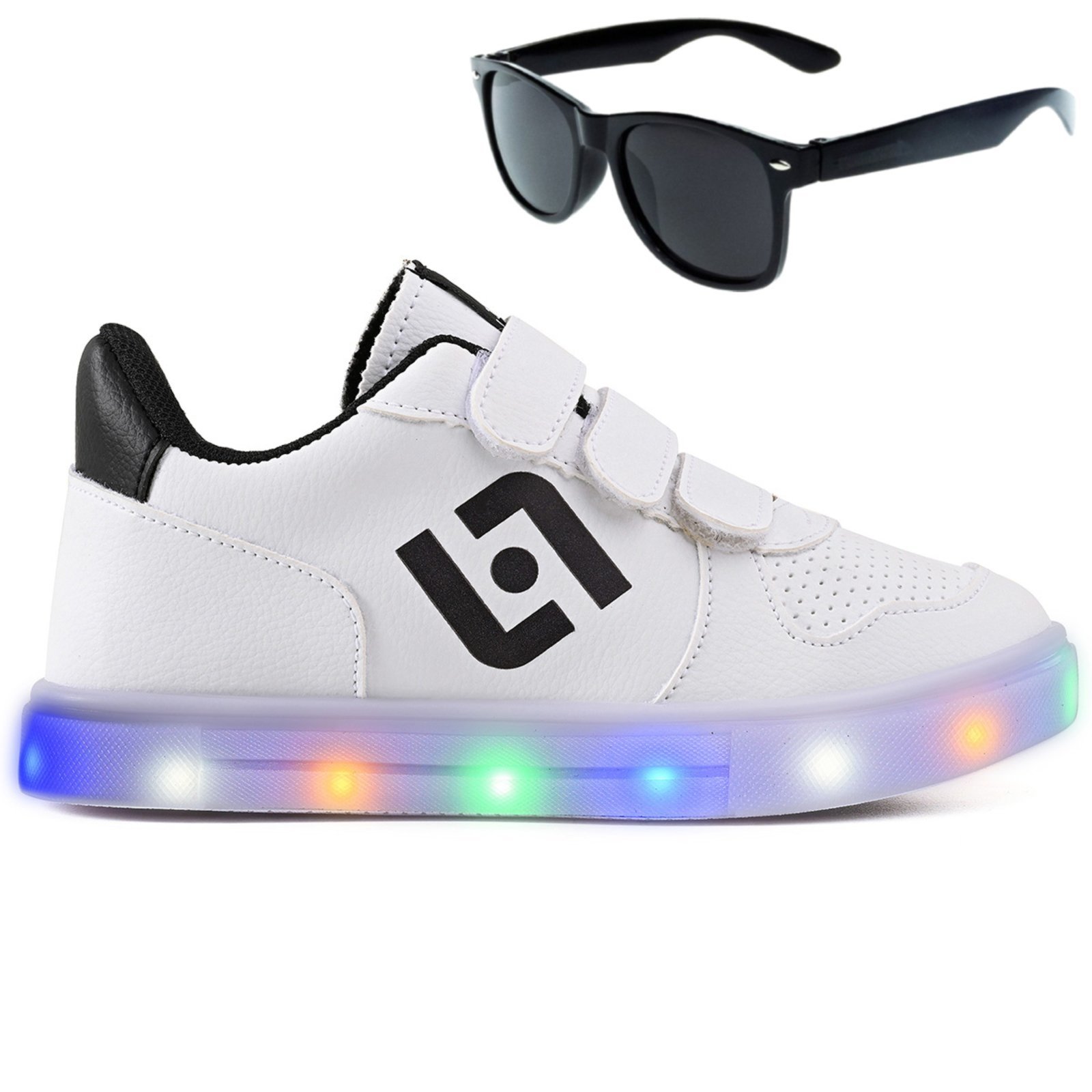 Infantil - Tenis De Led Casual Escolar Sapatenis Homem Street Calce Facil + Oculos
