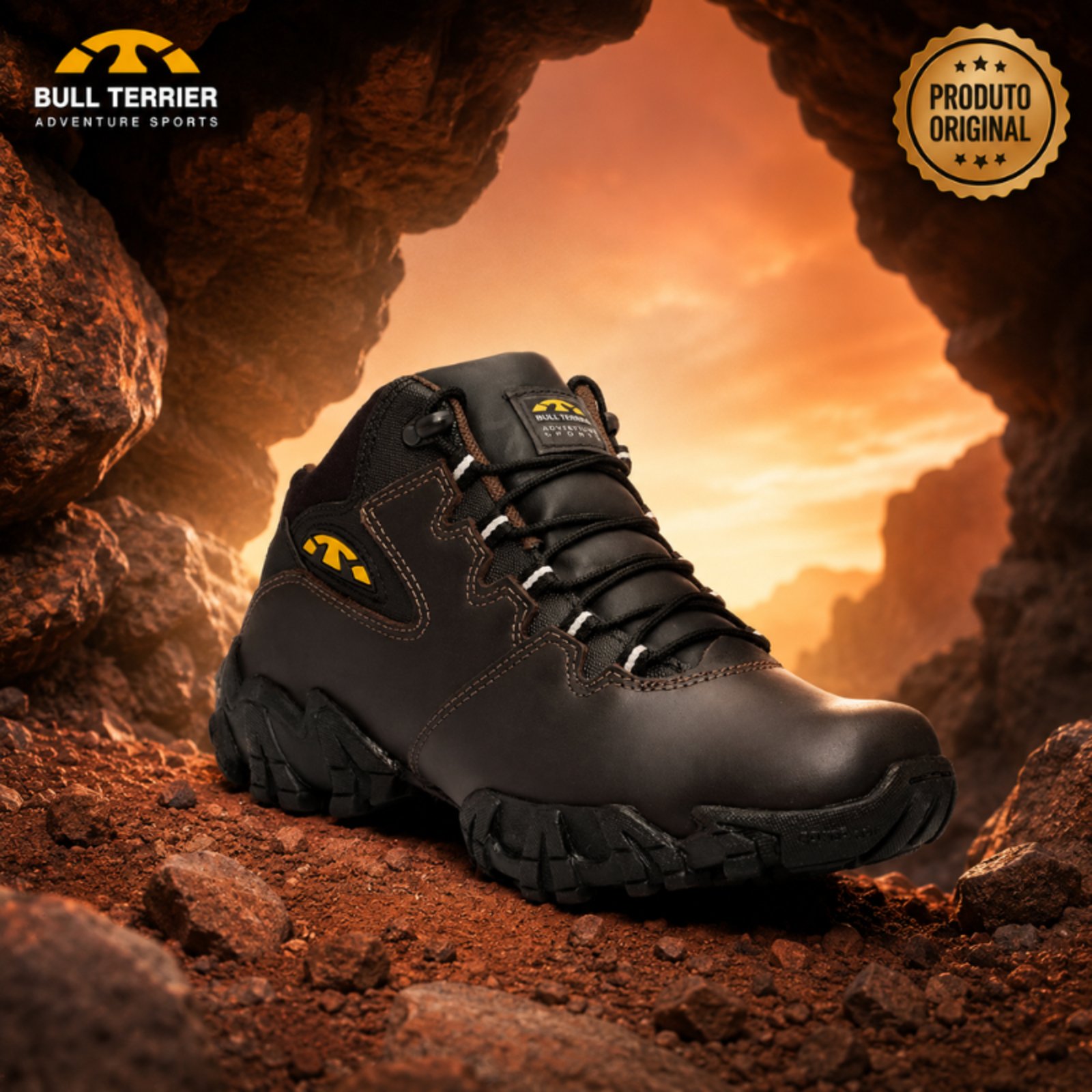 Bota Bull Terrier Bruce Masculina Original Couro Resistente - Marrom
