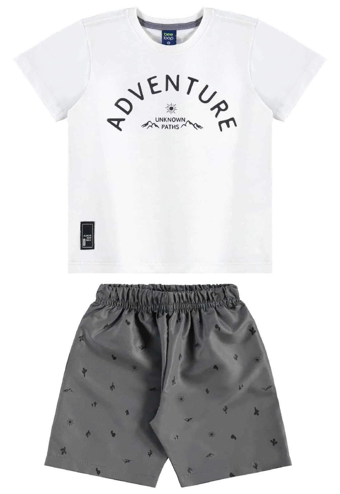 Infantil – Conjunto Camiseta e Bermuda Bee Loop Branco