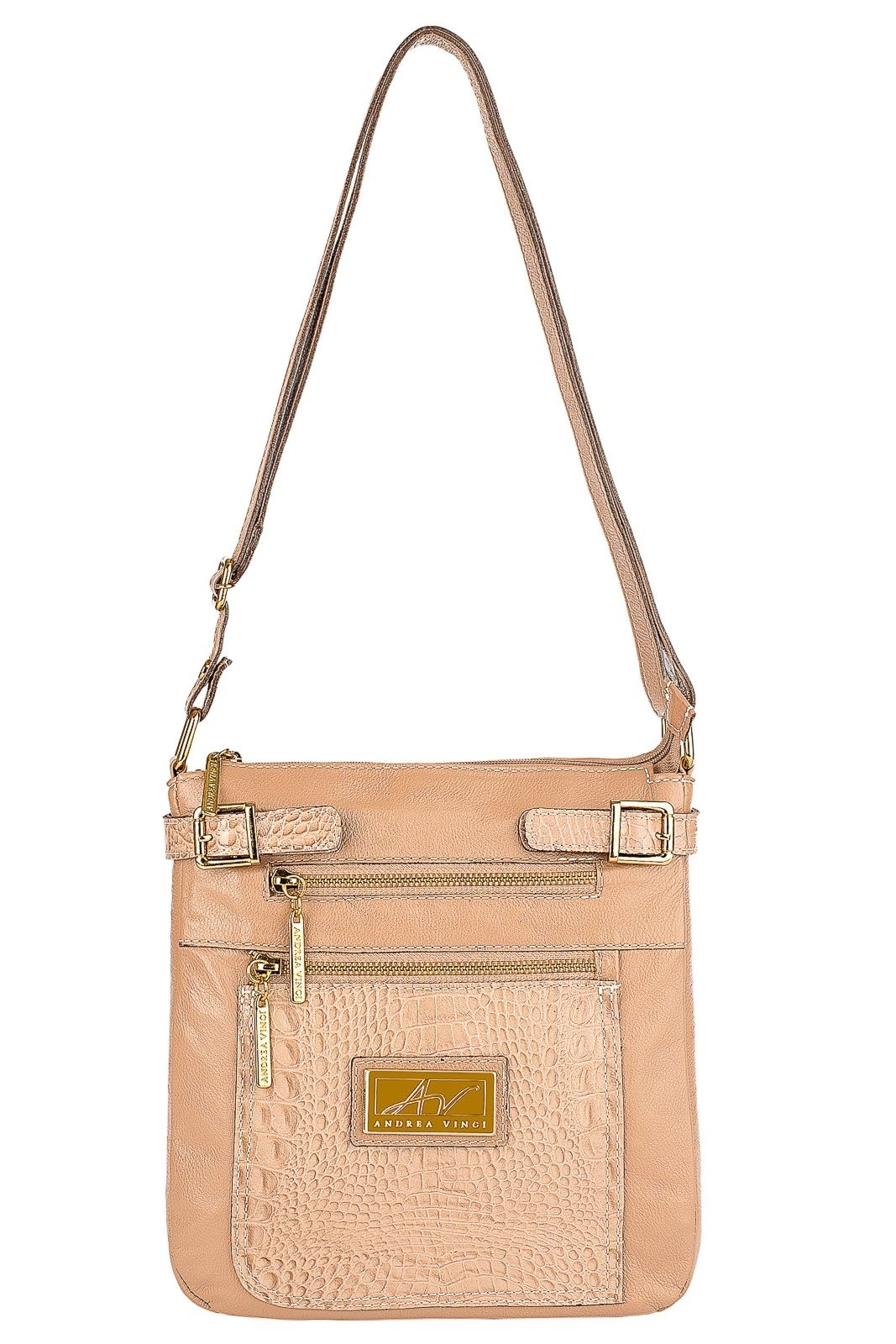 Bolsa Transversal de couro croco Chloe - Bege
