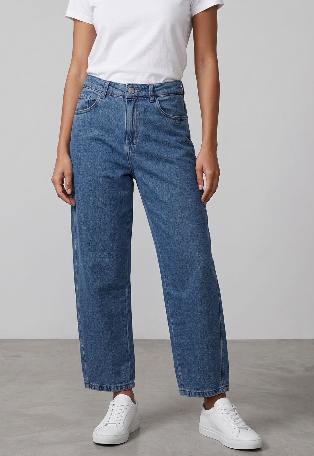 Calça Jeans Sawary Barrel Cintura Alta Azul