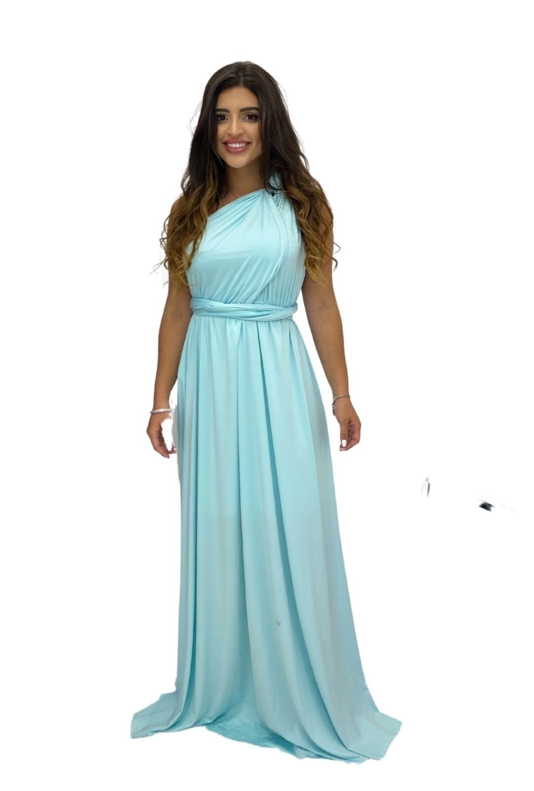 Vestido para Madrinhas e Convidadas Casamento Multiformas Longo Festa Verde Tiffany
