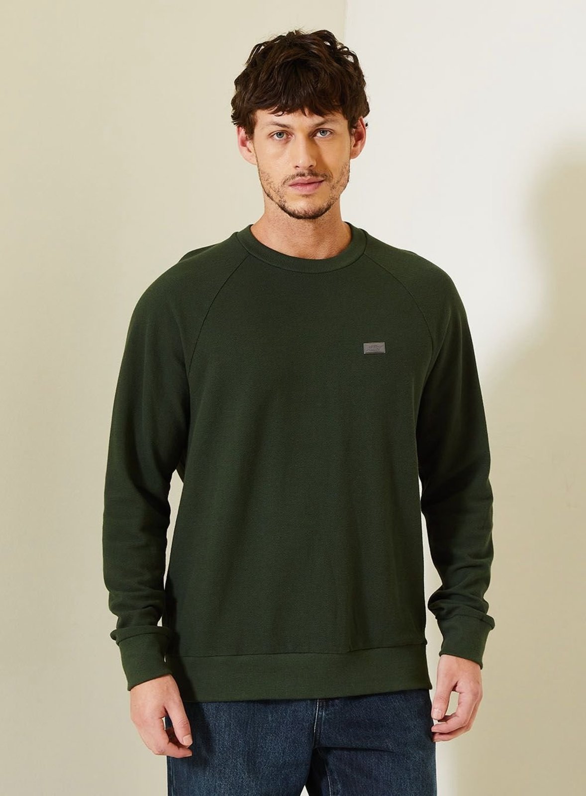 Blusão Fleece Masculino com Manga Raglan Triton Verde Jamaica
