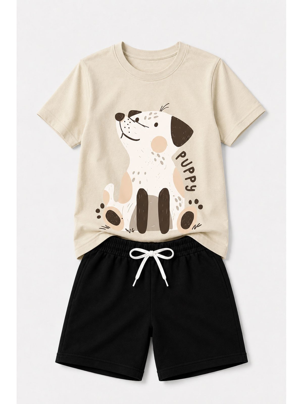 Infantil - Conjunto Masculina Algodão Puppy Creme
