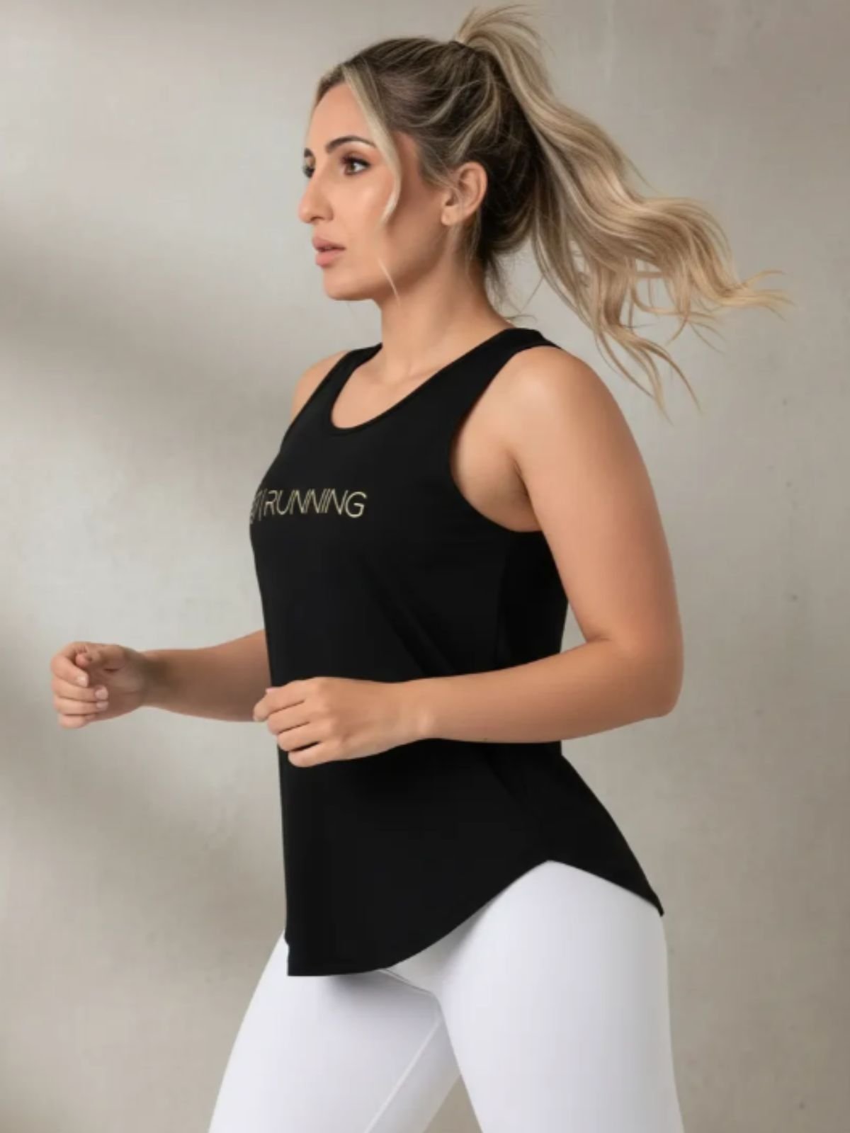 Camiseta Regata Feminina Fitness Running Preta