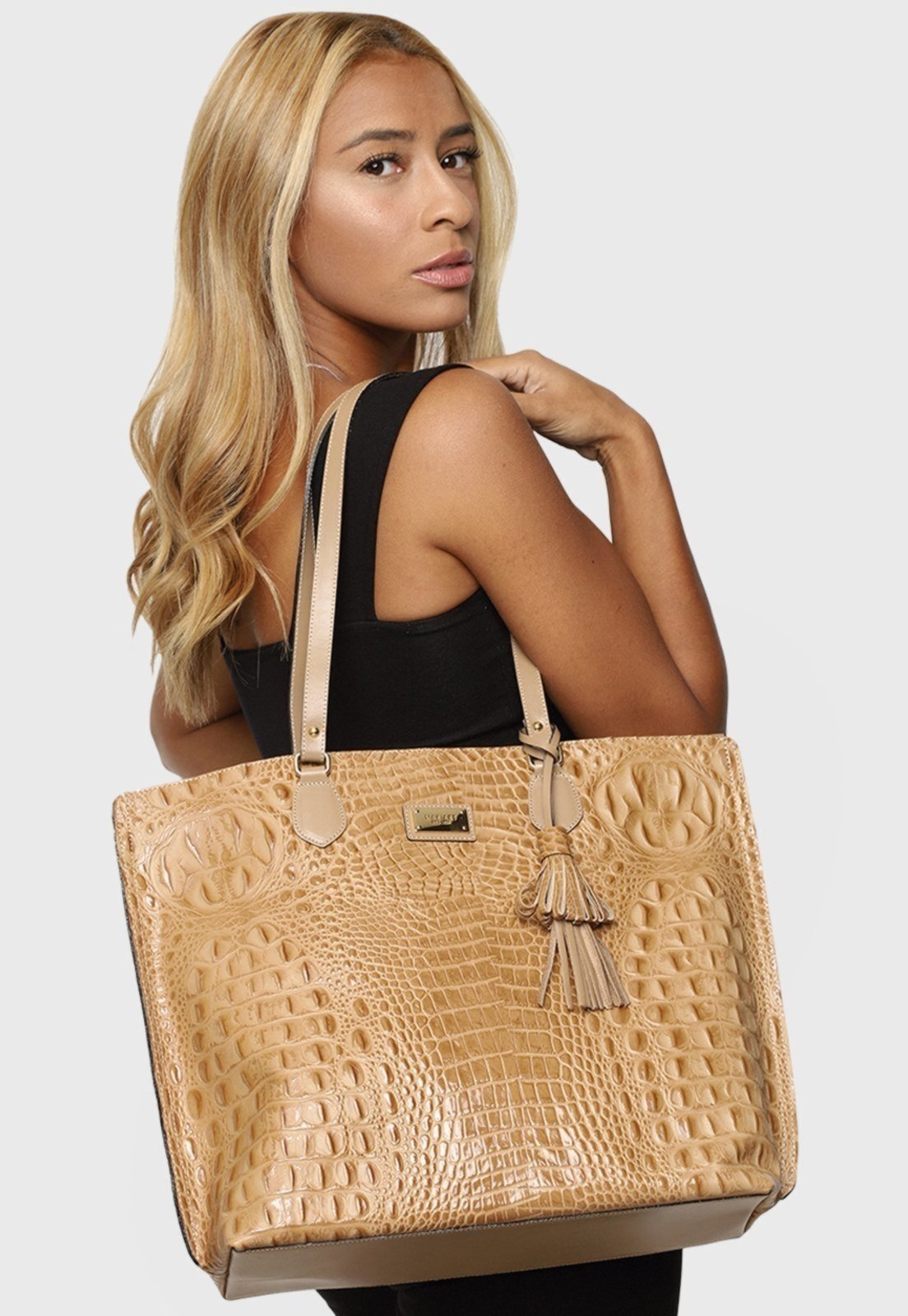 Bolsa Shopper Couro Mariart 5200MRT Areia