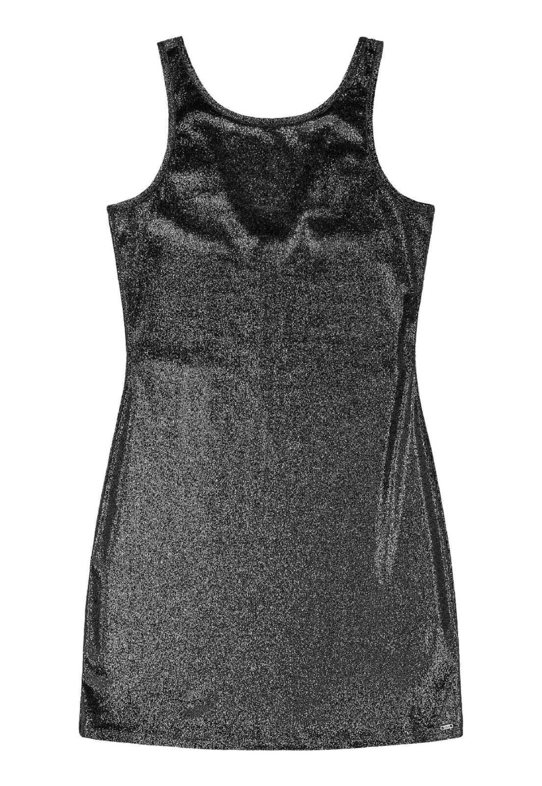 Vista 3 Infantil - Vestido Juvenil em Veludo com Brilho Gloss preto Gloss preto