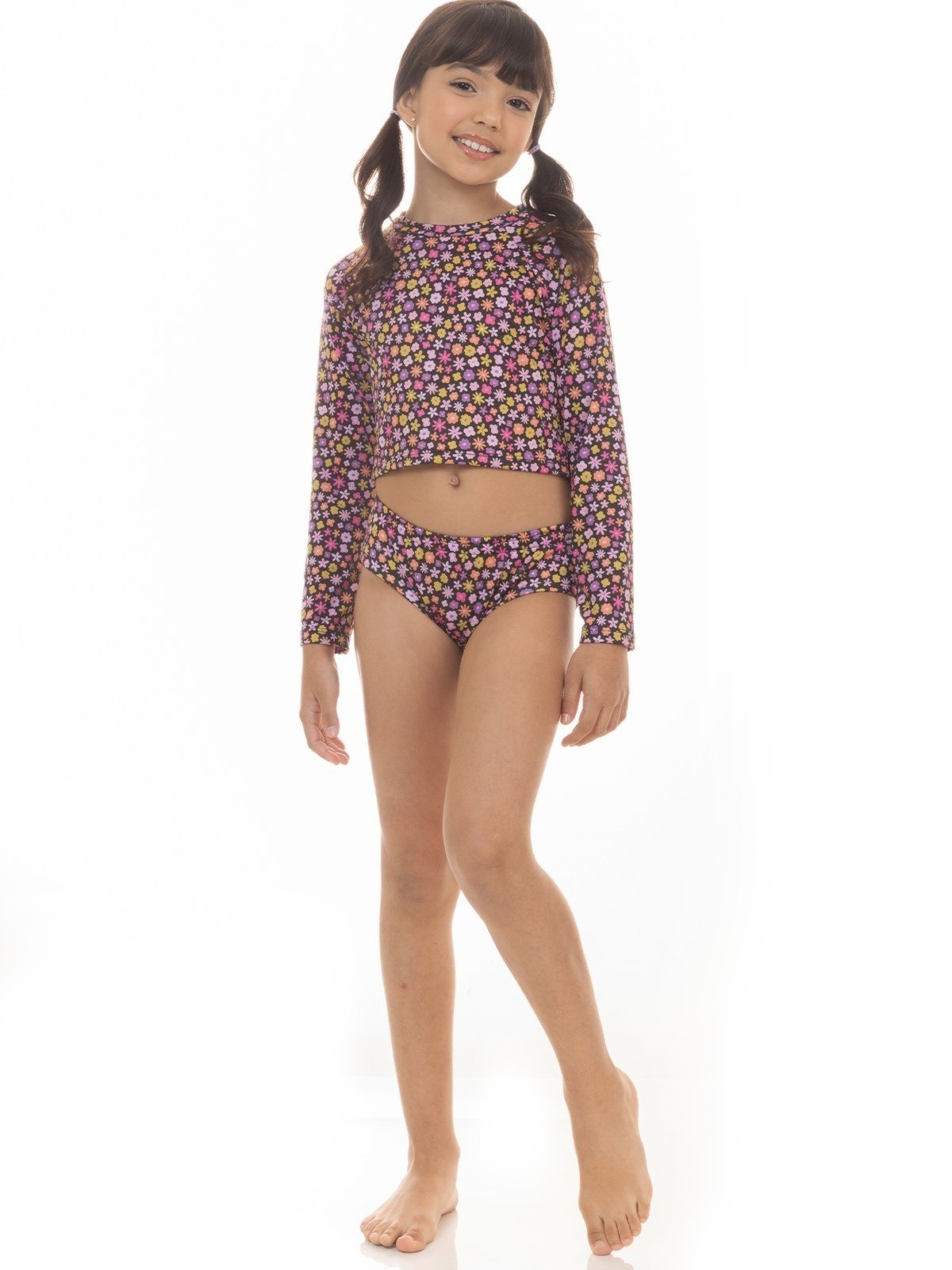 Vista 2 Conjunto de Praia UV50+ Menina Flores Encantadas Magicamente Magicamente Kids multicolorido Magicamente Kids multicolorido