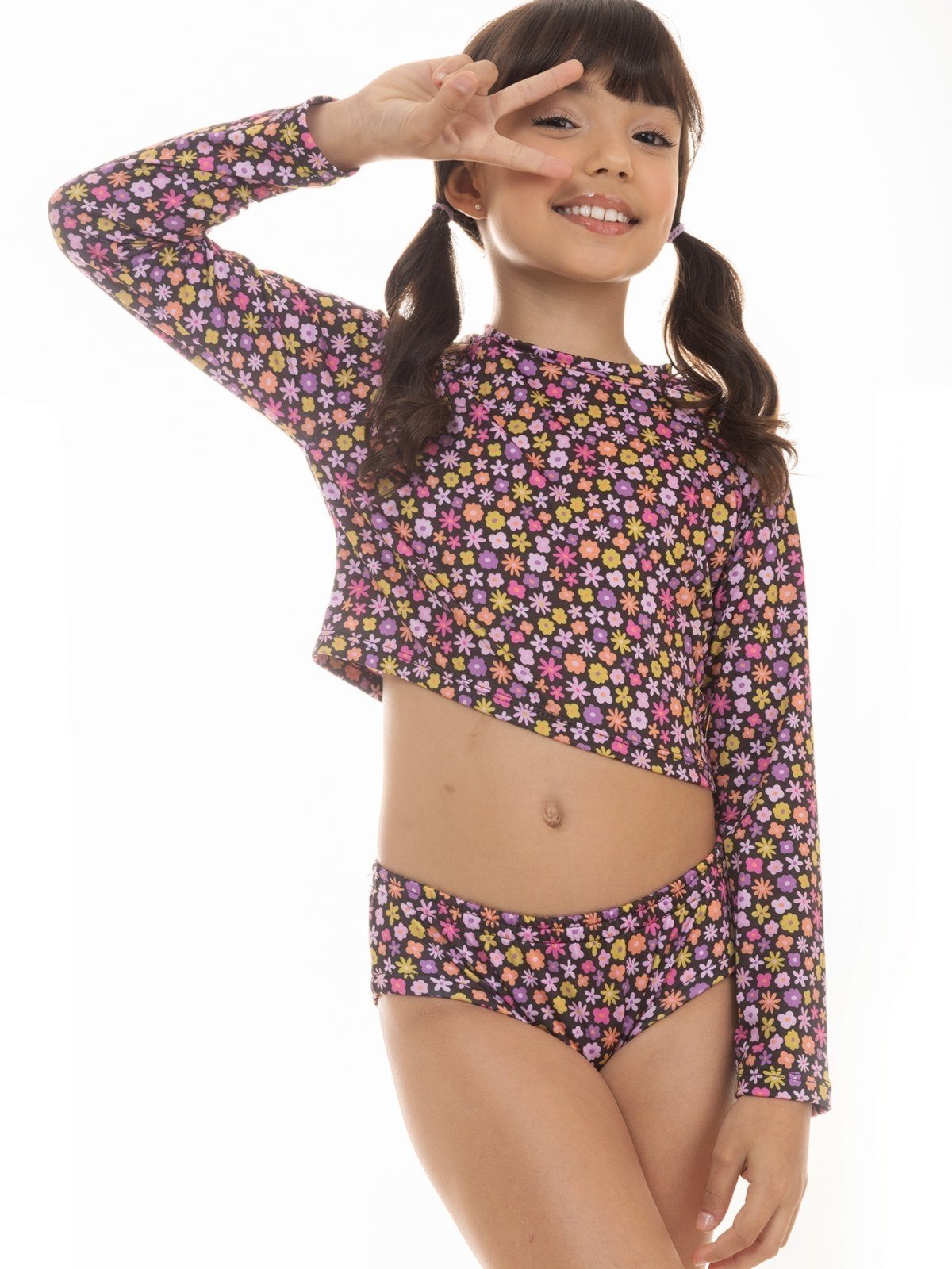 Vista 3 Conjunto de Praia UV50+ Menina Flores Encantadas Magicamente Magicamente Kids multicolorido Magicamente Kids multicolorido