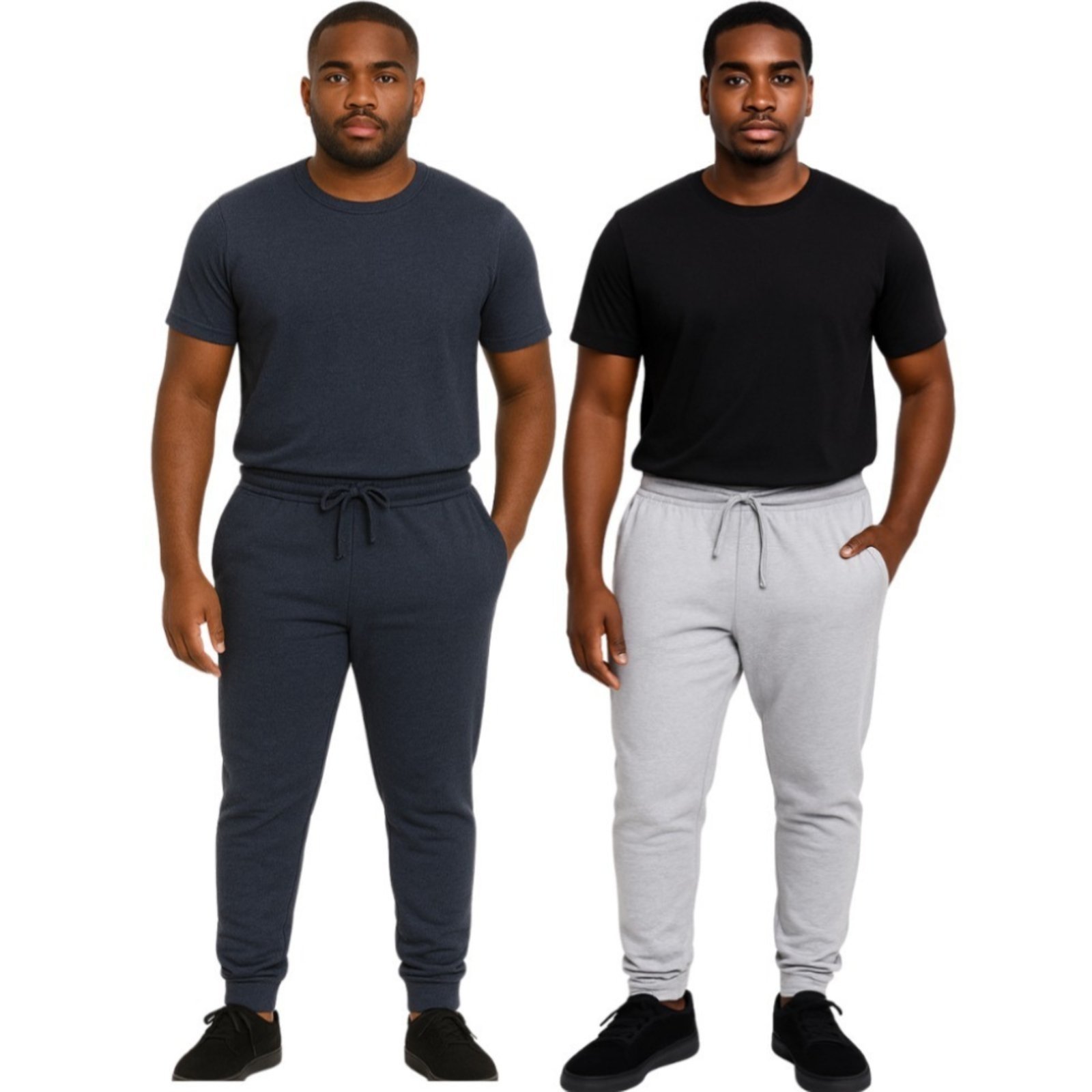 Kit 2 Calça Moletom Masculina Reflexo Íntimo Slim Jogger Com Bolso Cinza Claro e Cinza Escuro