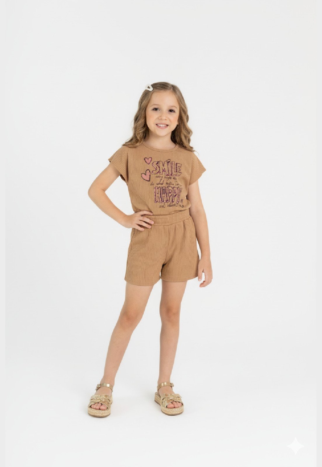 Infantil - Conjunto Cropped e Short Guloseima Marrom