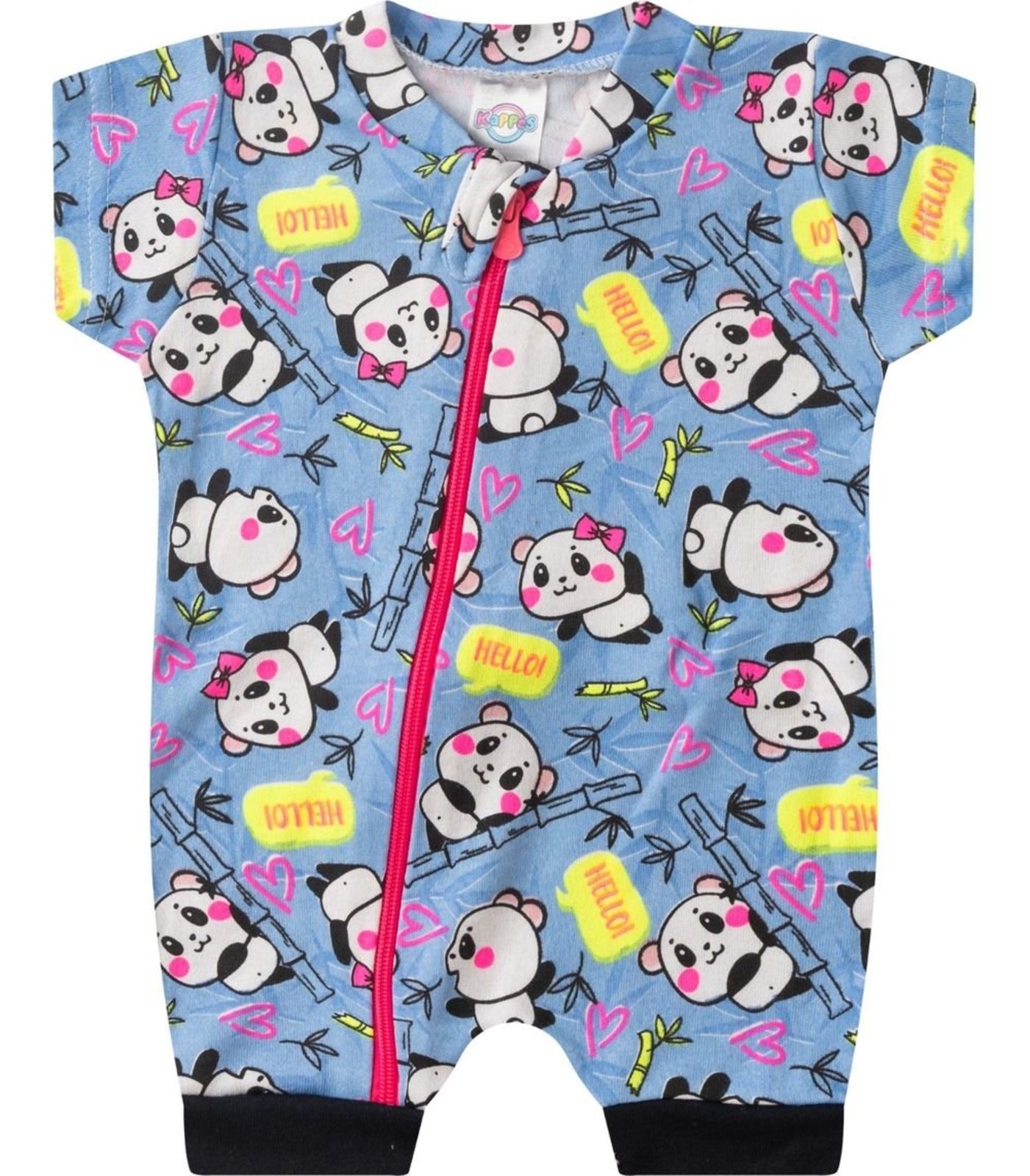 Infantil - Macacão Curto Com Zíper Suedine Kappes Azul