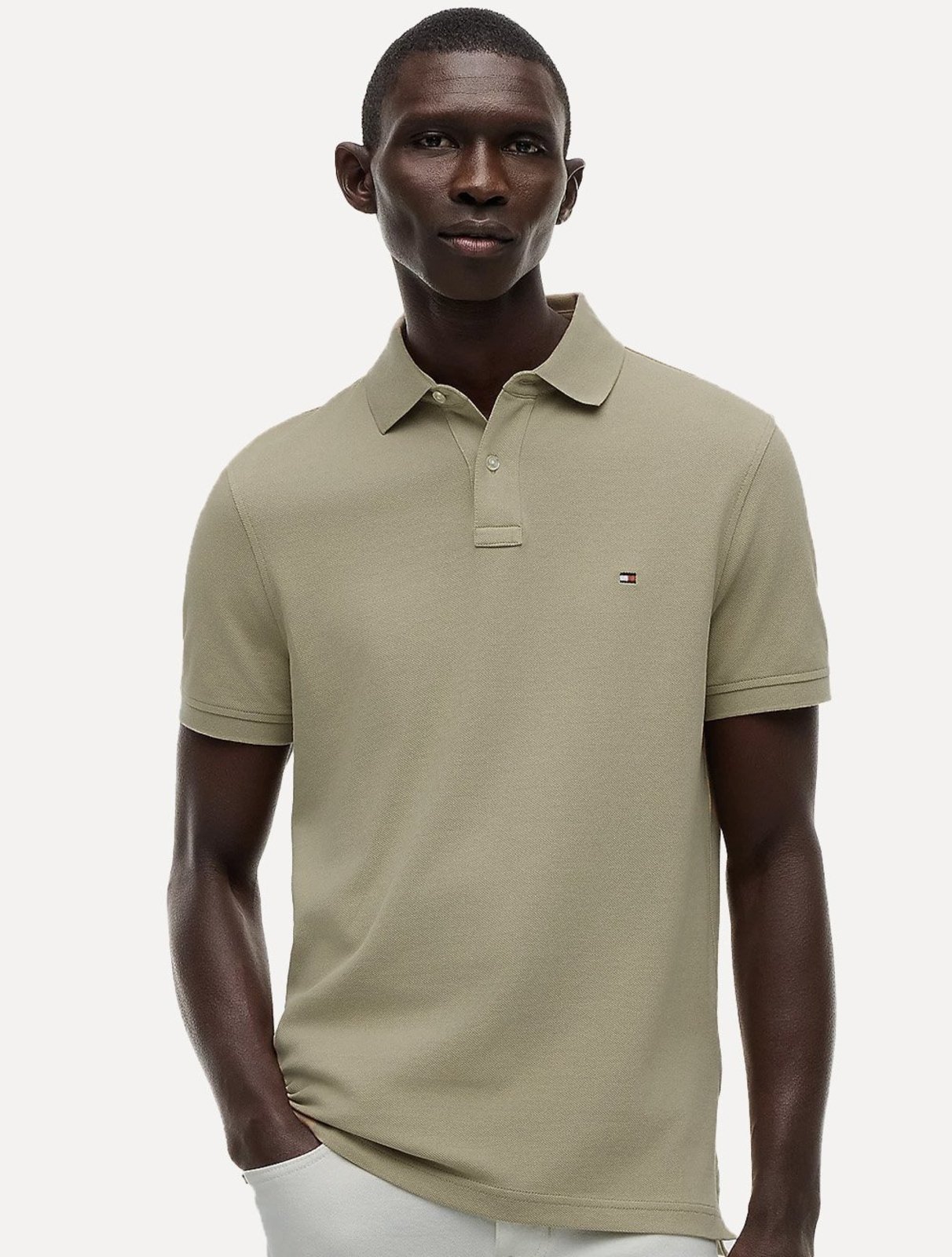 Polo Tommy Hilfiger Masculina Slim Piquet 1985 Cáqui Médio