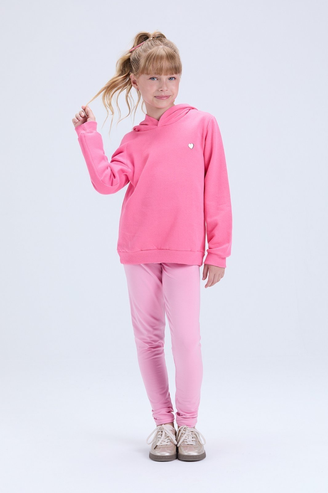 Infantil - Conjunto Feminino de Inverno Moletom com Capuz e Pingente