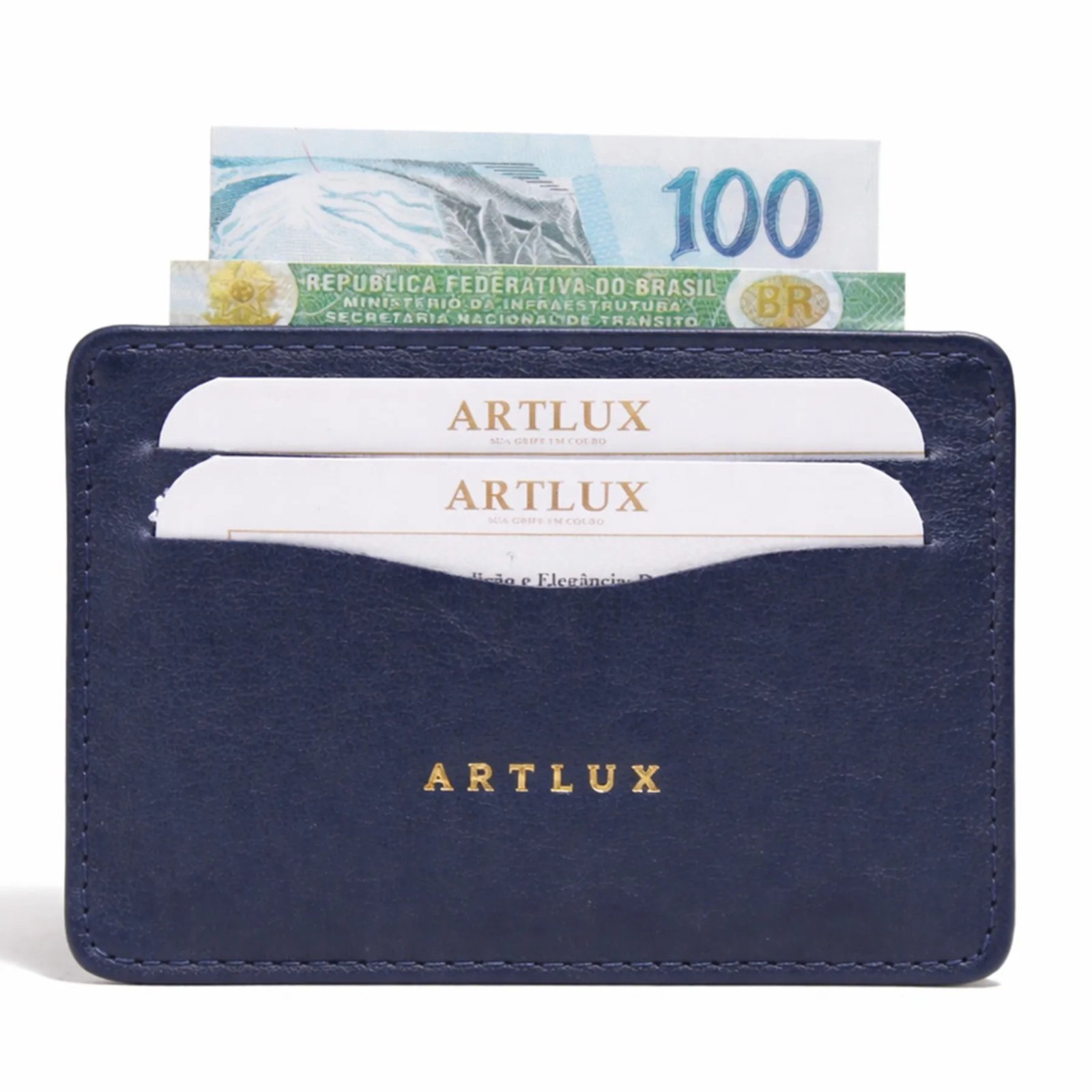 Porta Cartão e CNH em Couro Artlux 3062 Azul Escuro