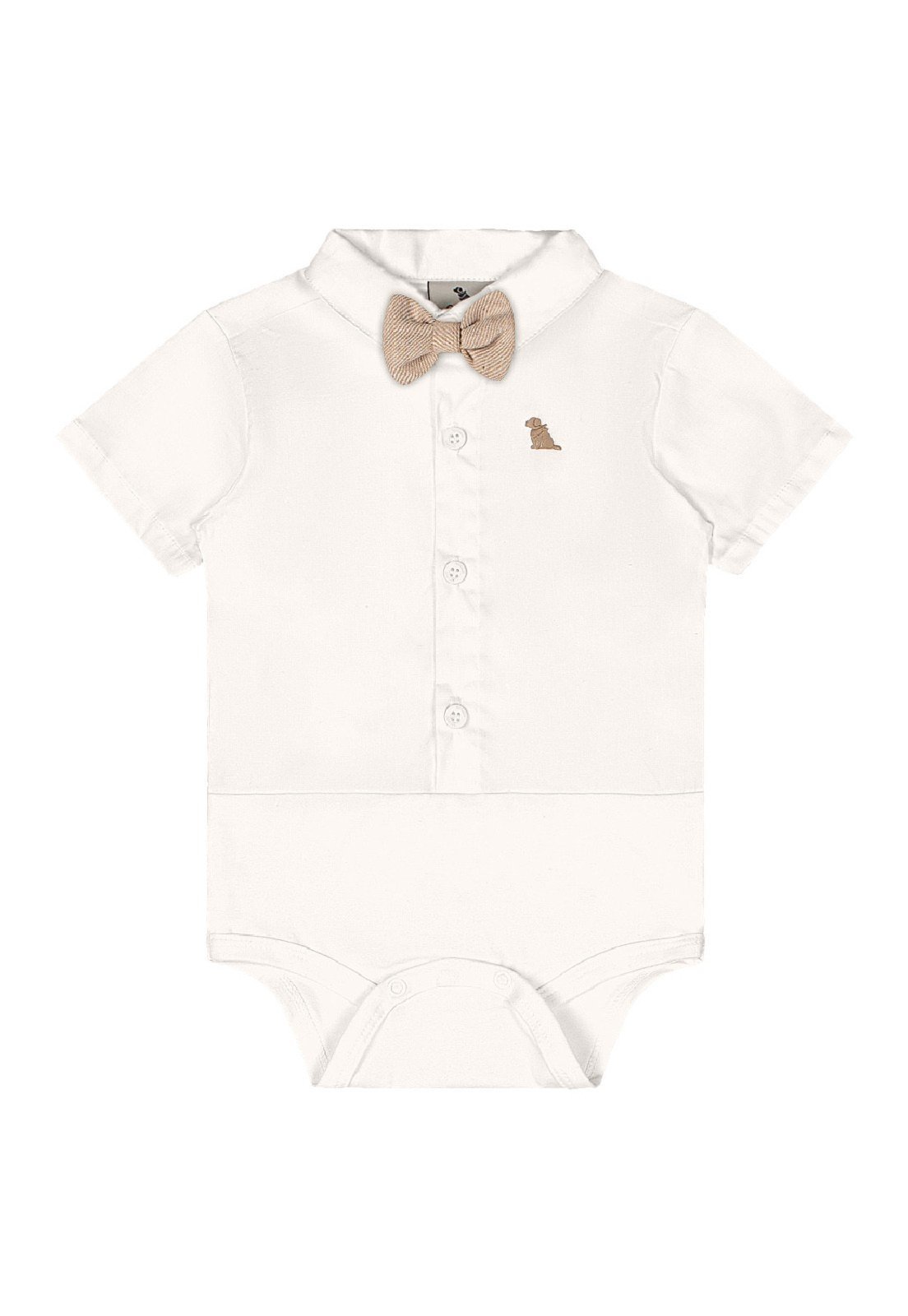 Vista 3 Infantil - Conjunto Body Gravata Bermuda Quimby branco Quimby branco