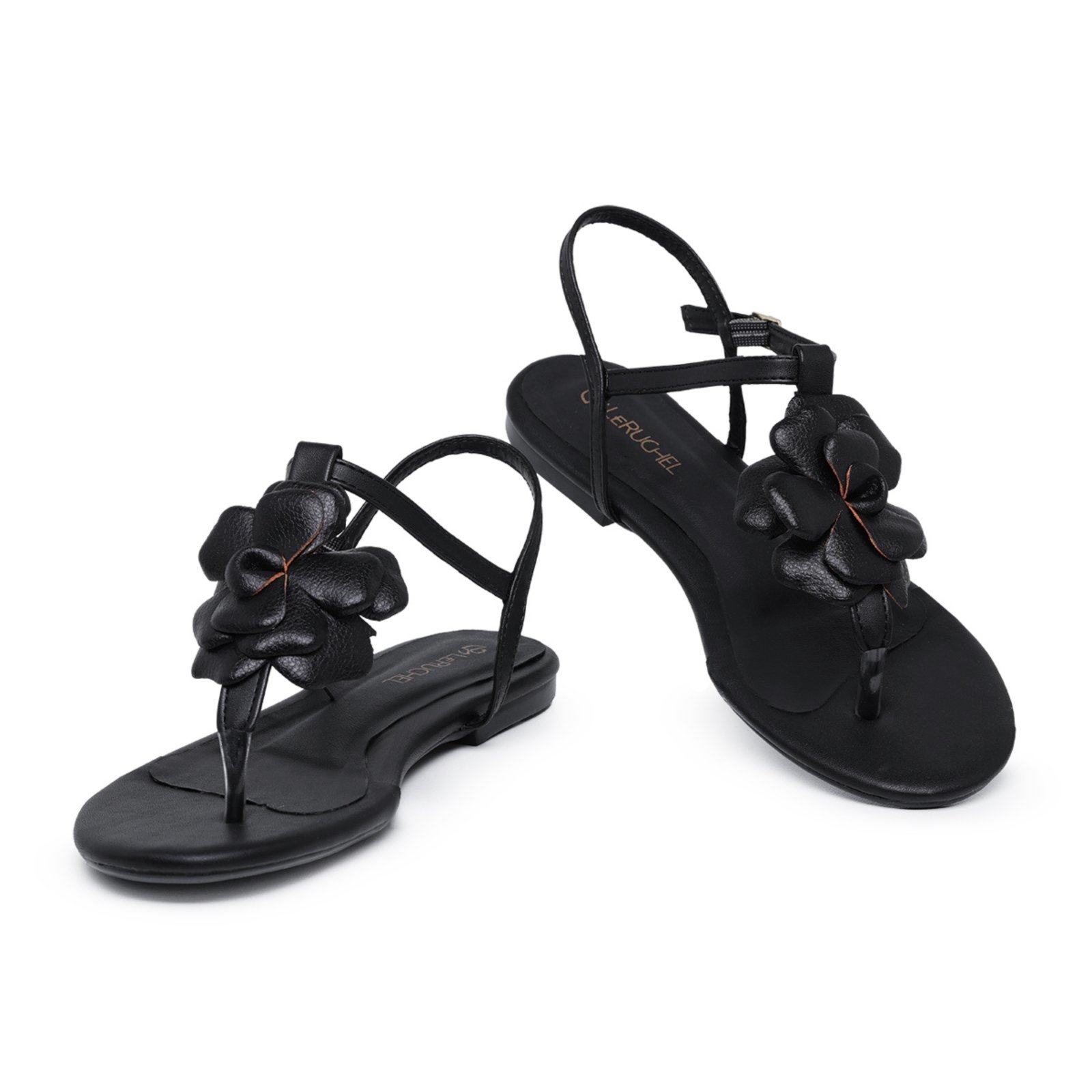 Sandalia Rasteira Flor LeRUCHEL Preto