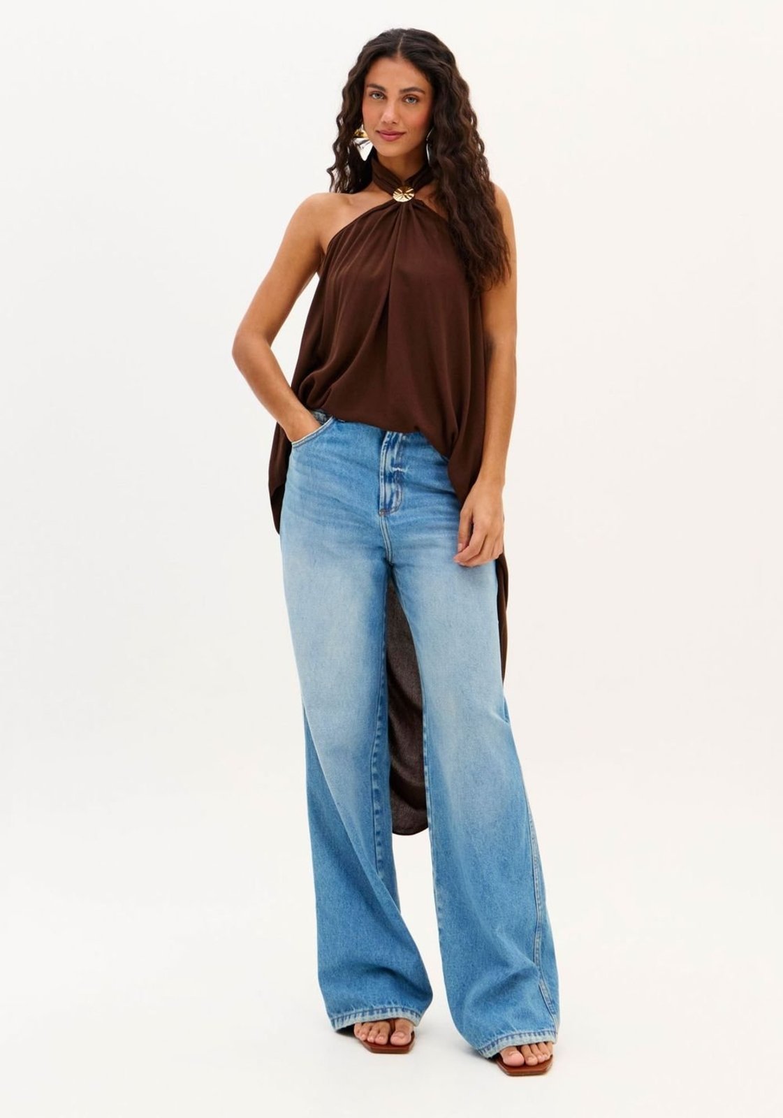Calça Jeans Full Length Com Bolsos My Favorite Things