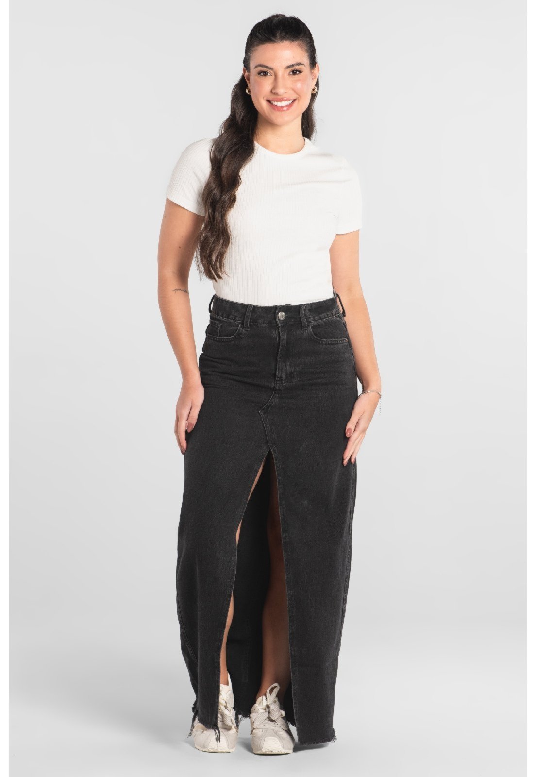 Vista 2 Blusa em Ribana Canelada Just Basic branco JUST BASIC branco