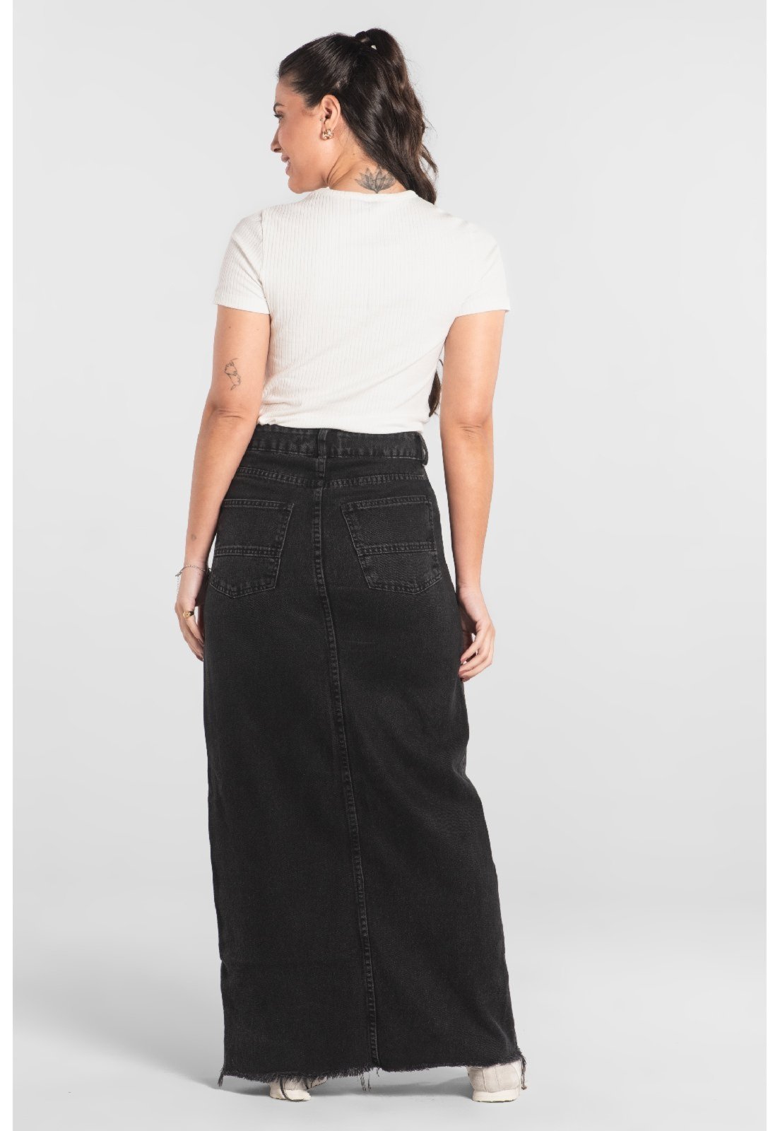 Vista 3 Blusa em Ribana Canelada Just Basic branco JUST BASIC branco
