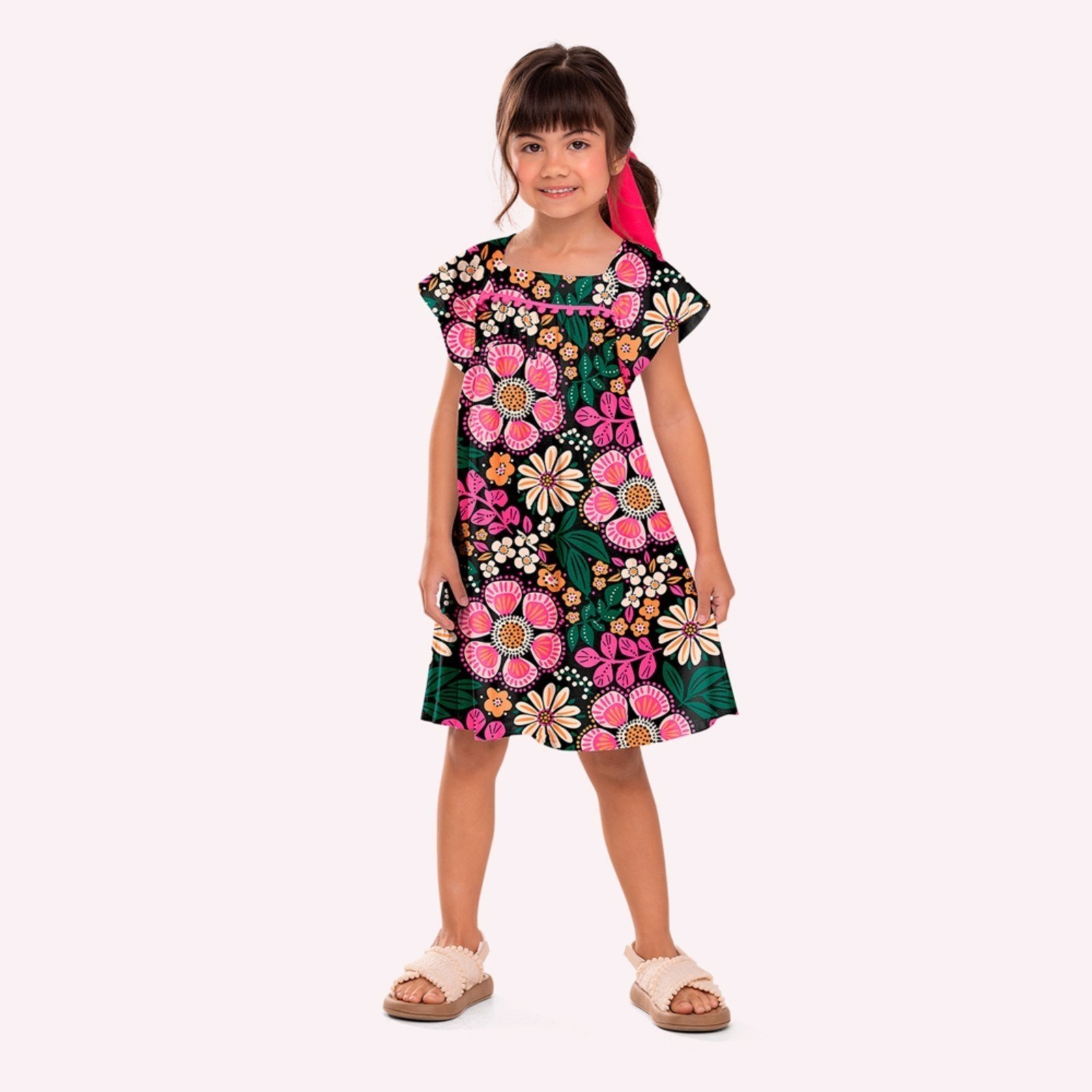 Infantil - Vestido Menina Flores Nanai